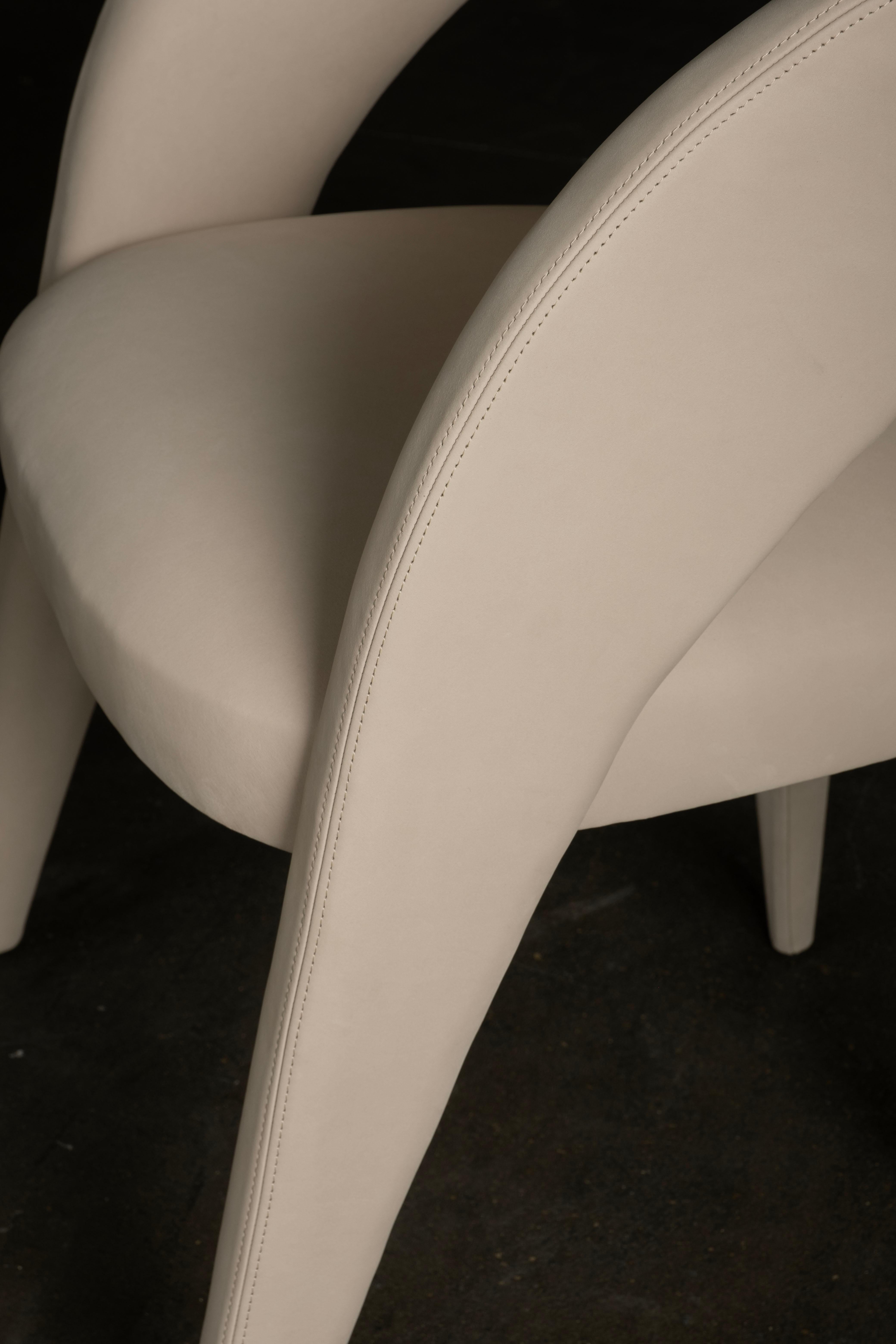 Modern Laurence Dining Chairs, Nubuck Leather, Handmade Portugal by Greenapple For Sale 5