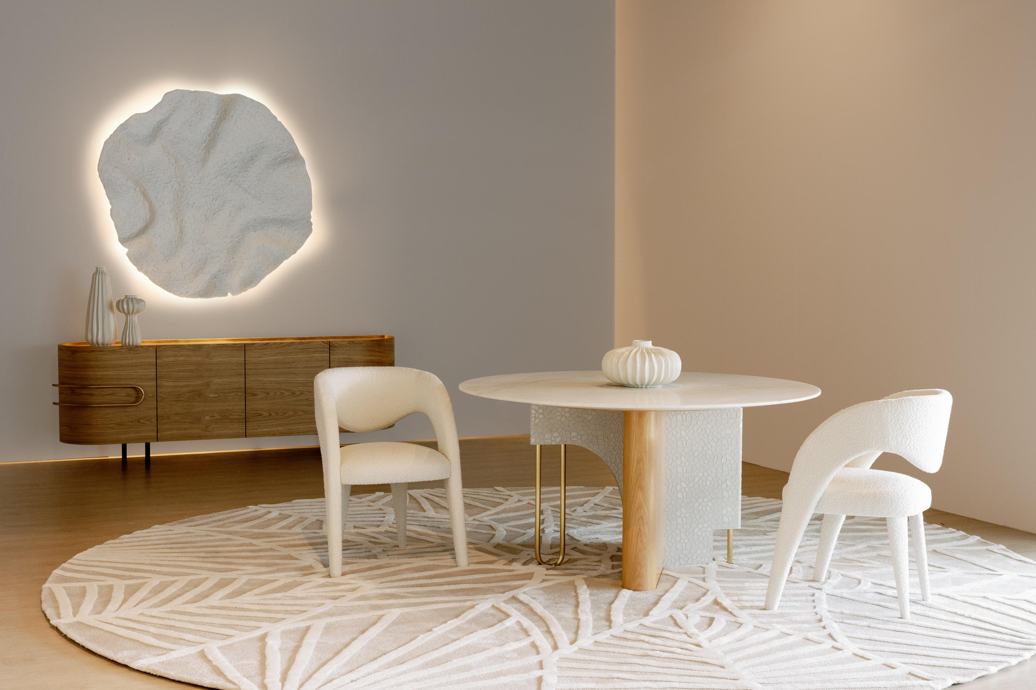 Moderne Chaises de salle à manger Modernity Laurence, Off-White Bouclé, Handmade Portugal by Greenapple en vente