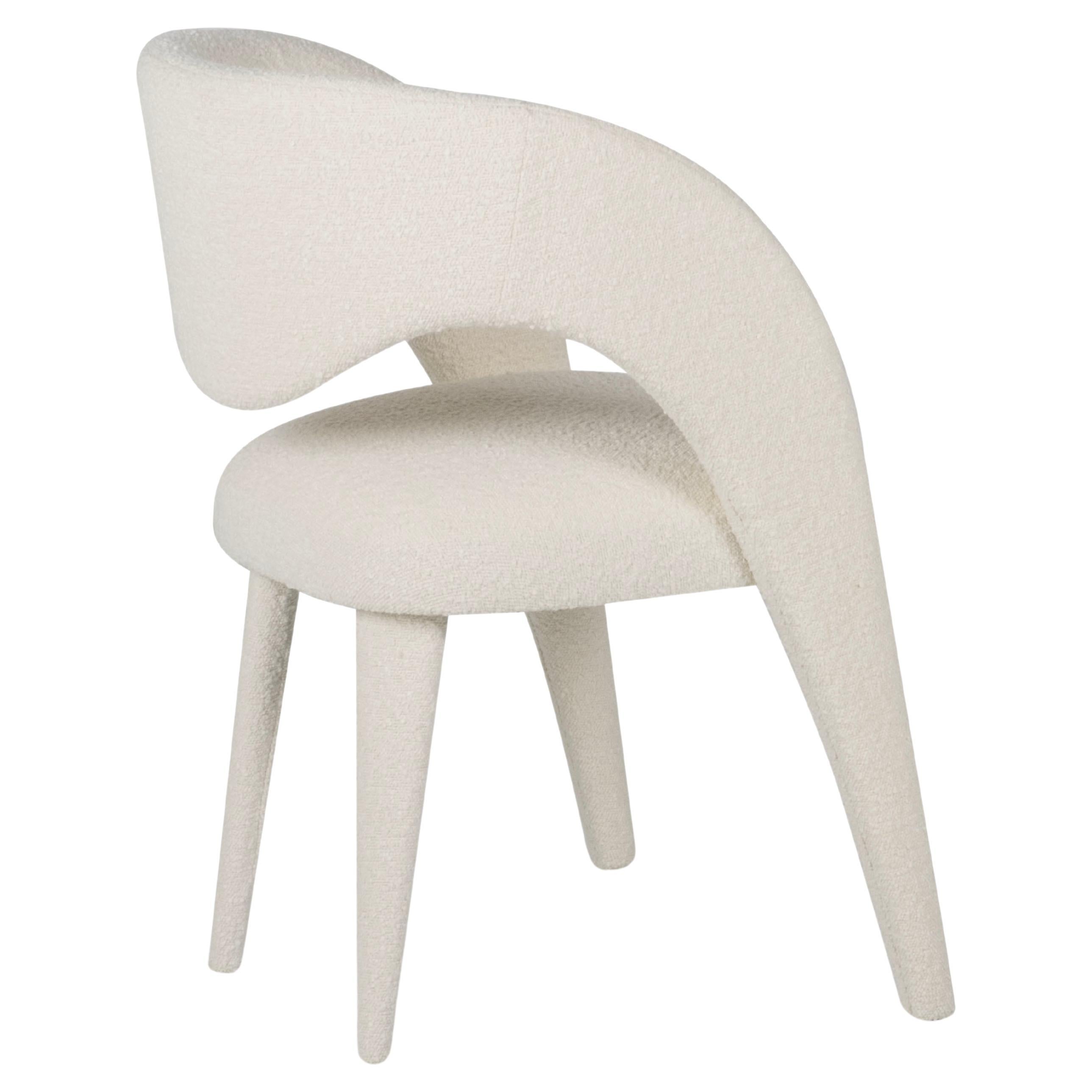 Modern Laurence Dining Chairs, Off-White Bouclé, Handmade Portugal by Greenapple For Sale 4