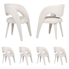 Modern Laurence Dining Chairs Set/4, Cream Bouclé, Handmade by Greenapple