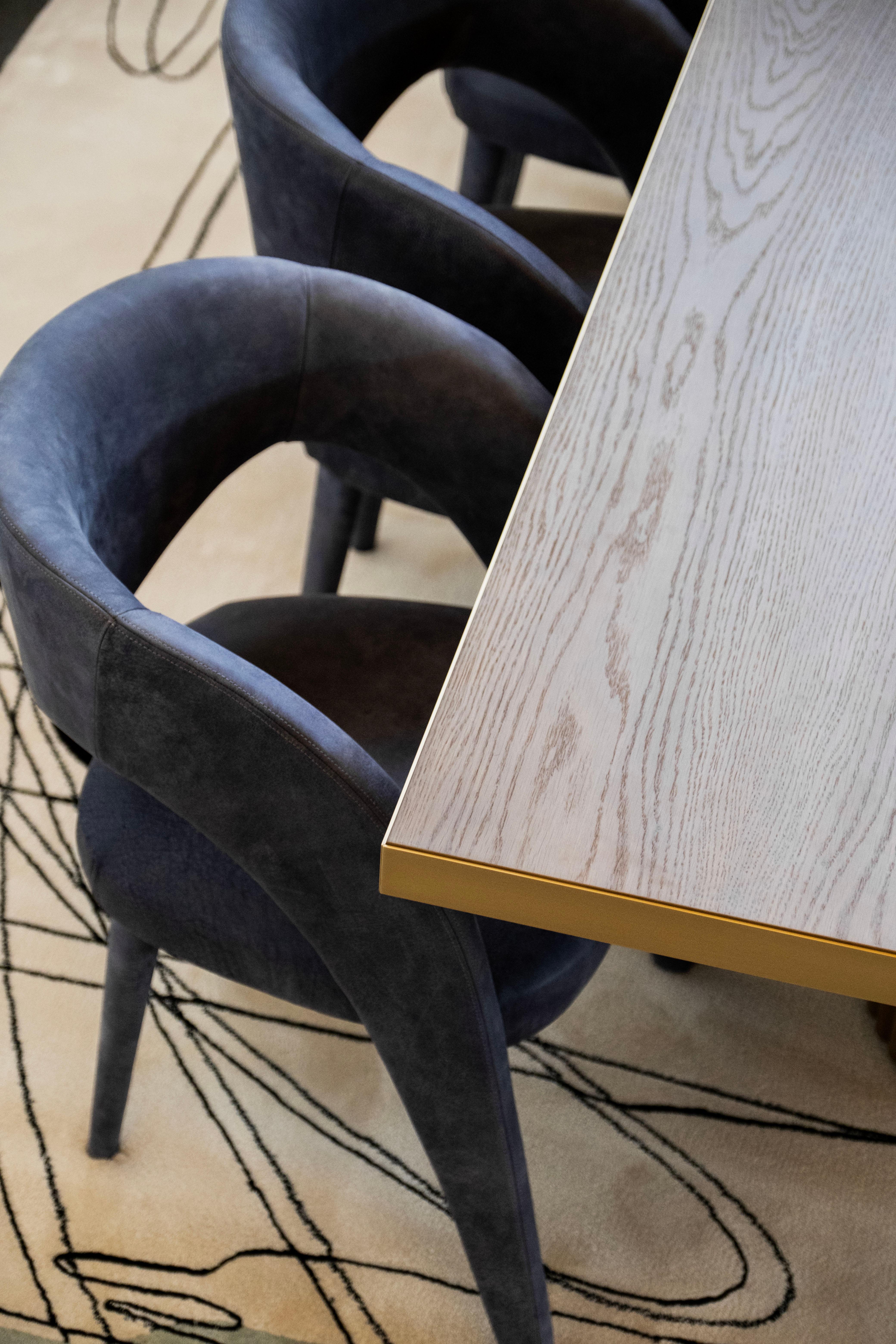 Modern Laurence Dining Chairs, Yellow Leather, Handmade Portugal by Greenapple For Sale 5