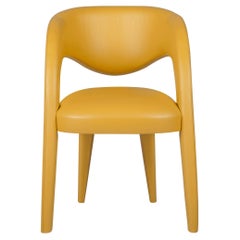Modern Laurence Leather Dining Chairs, Yellow, Handmade Portugal by Greenapple