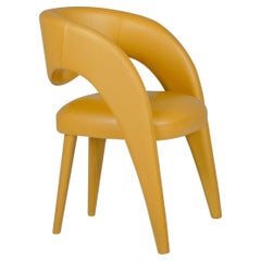 Modern Laurence Dining Chairs, Yellow Leather, Handmade Portugal by Greenapple