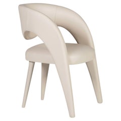 Modern Laurence Light Beige Leather Dining Chairs, Handmade by Greenapple