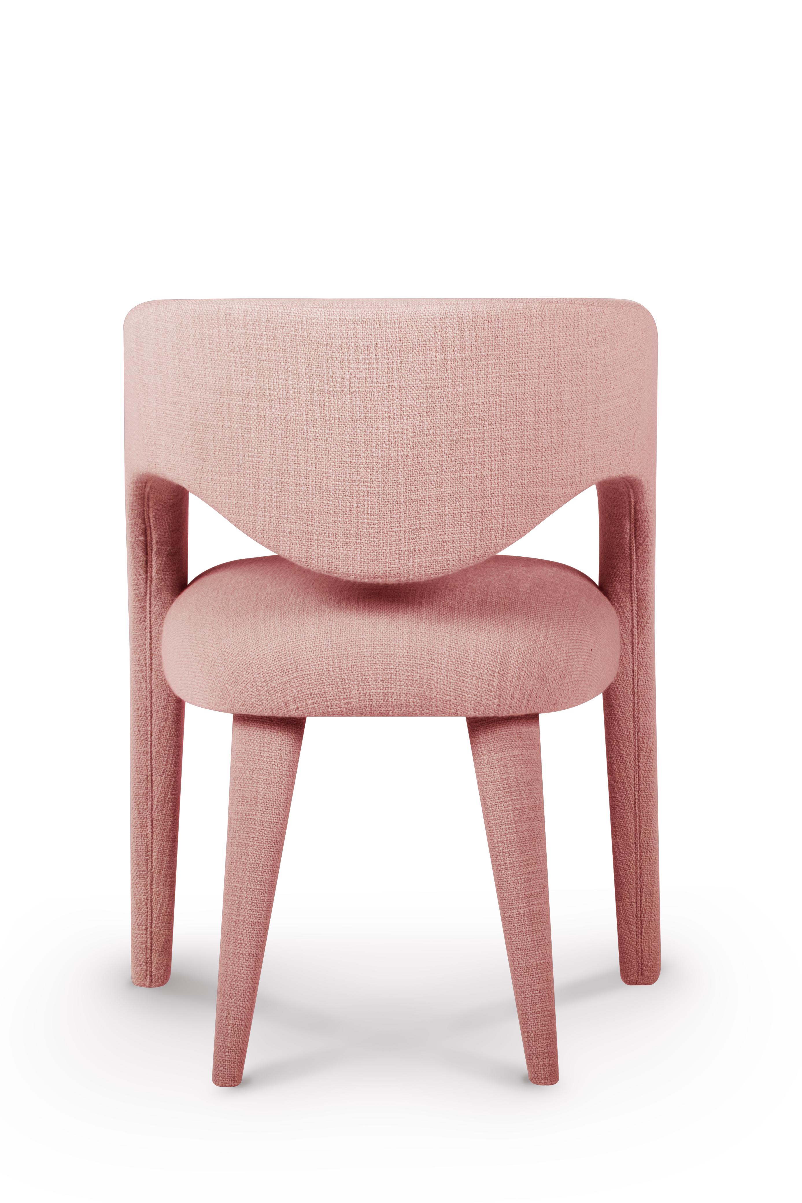 Modern Laurence Dining Chair, Salmon Wool, Handmade Portugal Greenapple For Sale 4