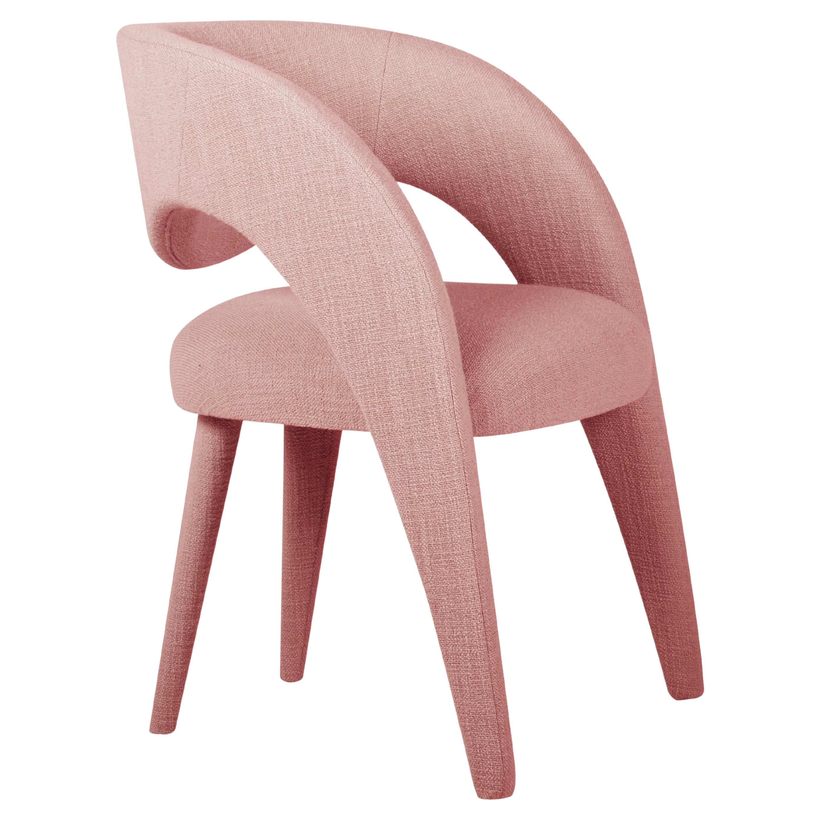 Modern Laurence Dining Chair, Salmon Wool, Handmade Portugal Greenapple For Sale