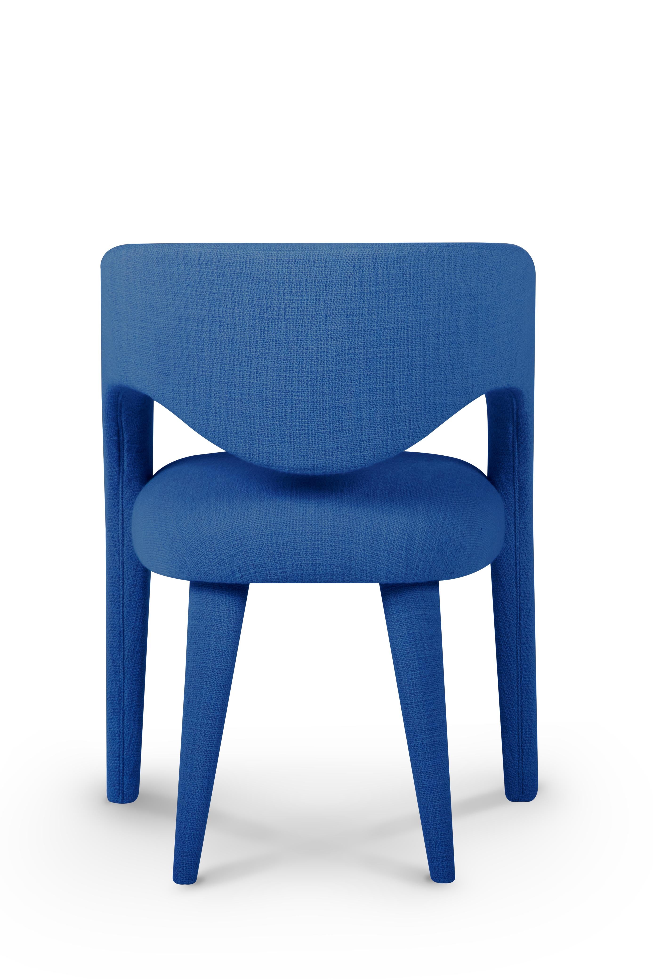 Modern Laurence Dining Chairs, Blue Wool, Handmade in Portugal by Greenapple For Sale 5