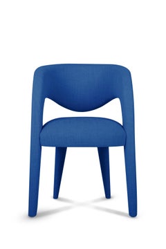 Chaises de salle à manger Laurence, laine bleue, fabriquées à la main au Portugal par Greenapple