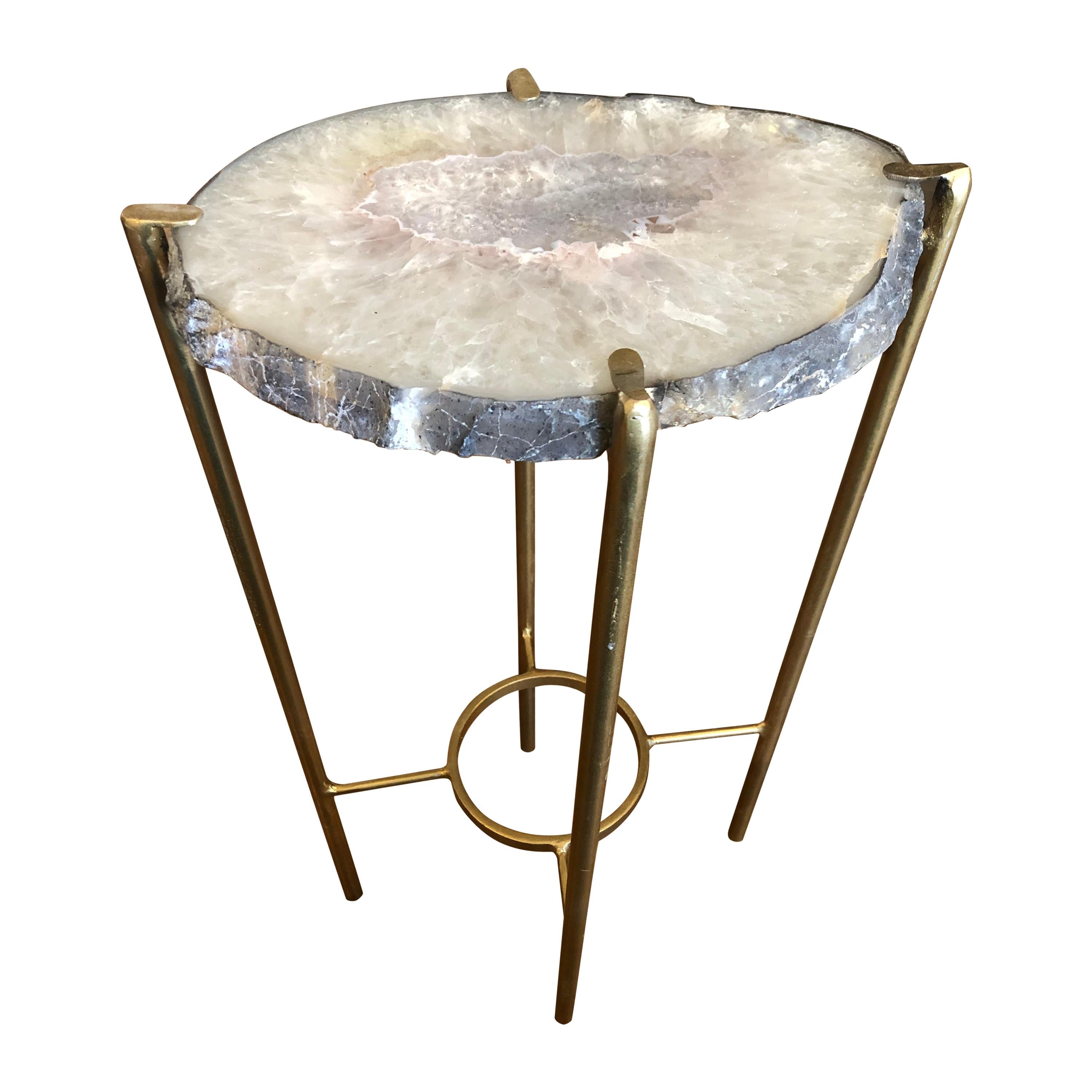 Modern Blue and White Quartz End Table at 1stdibs