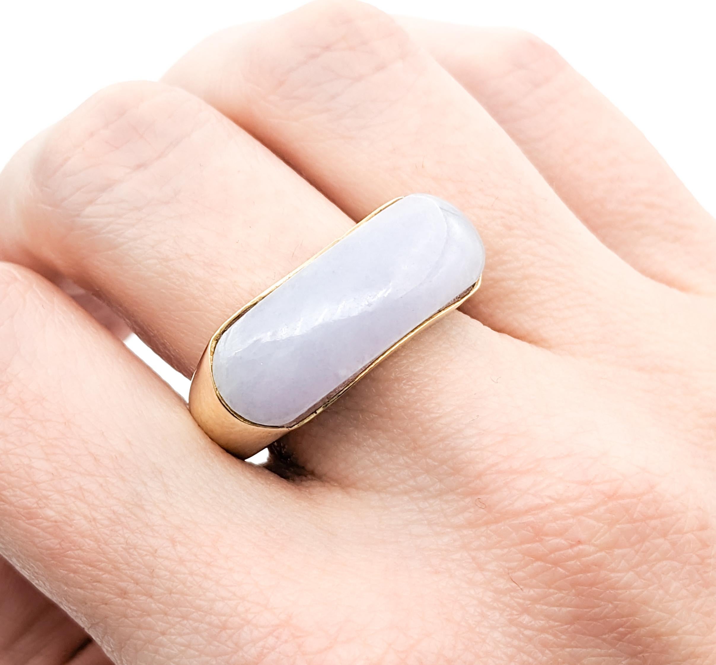 Modern Lavender Jade & 14K Gold Ring For Sale 5