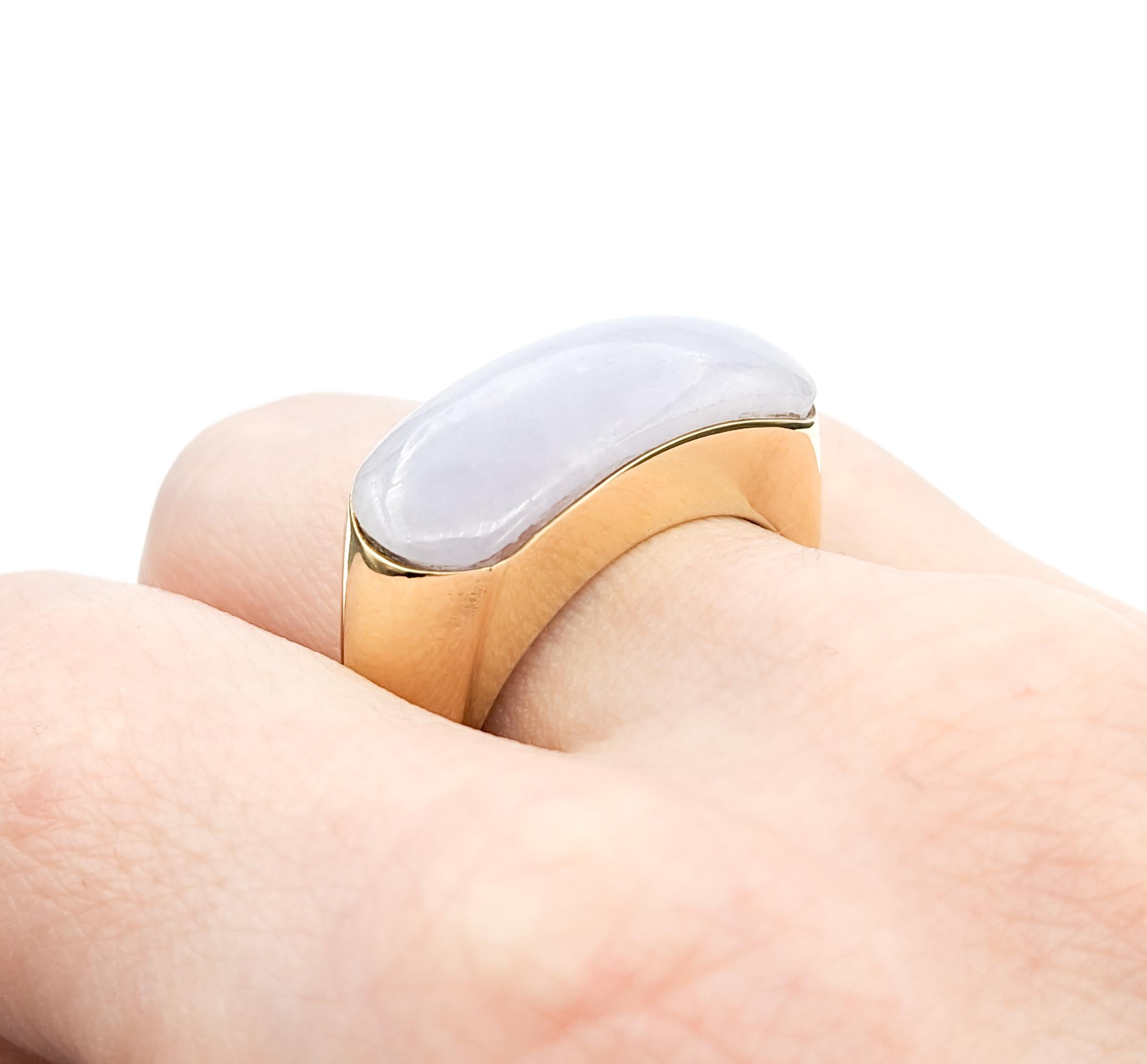 Modern Lavender Jade & 14K Gold Ring For Sale 6