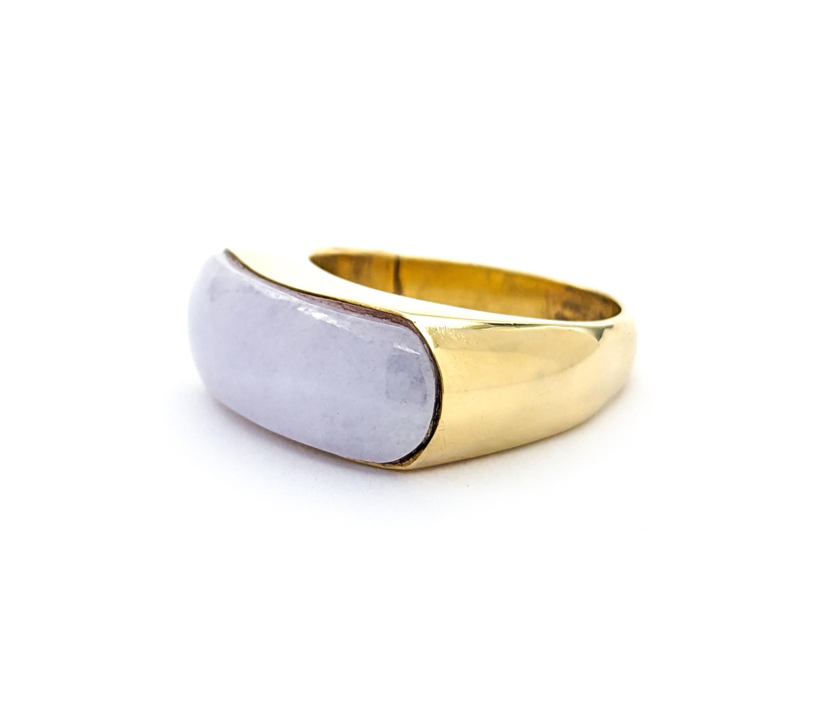 Cabochon Modern Lavender Jade & 14K Gold Ring For Sale