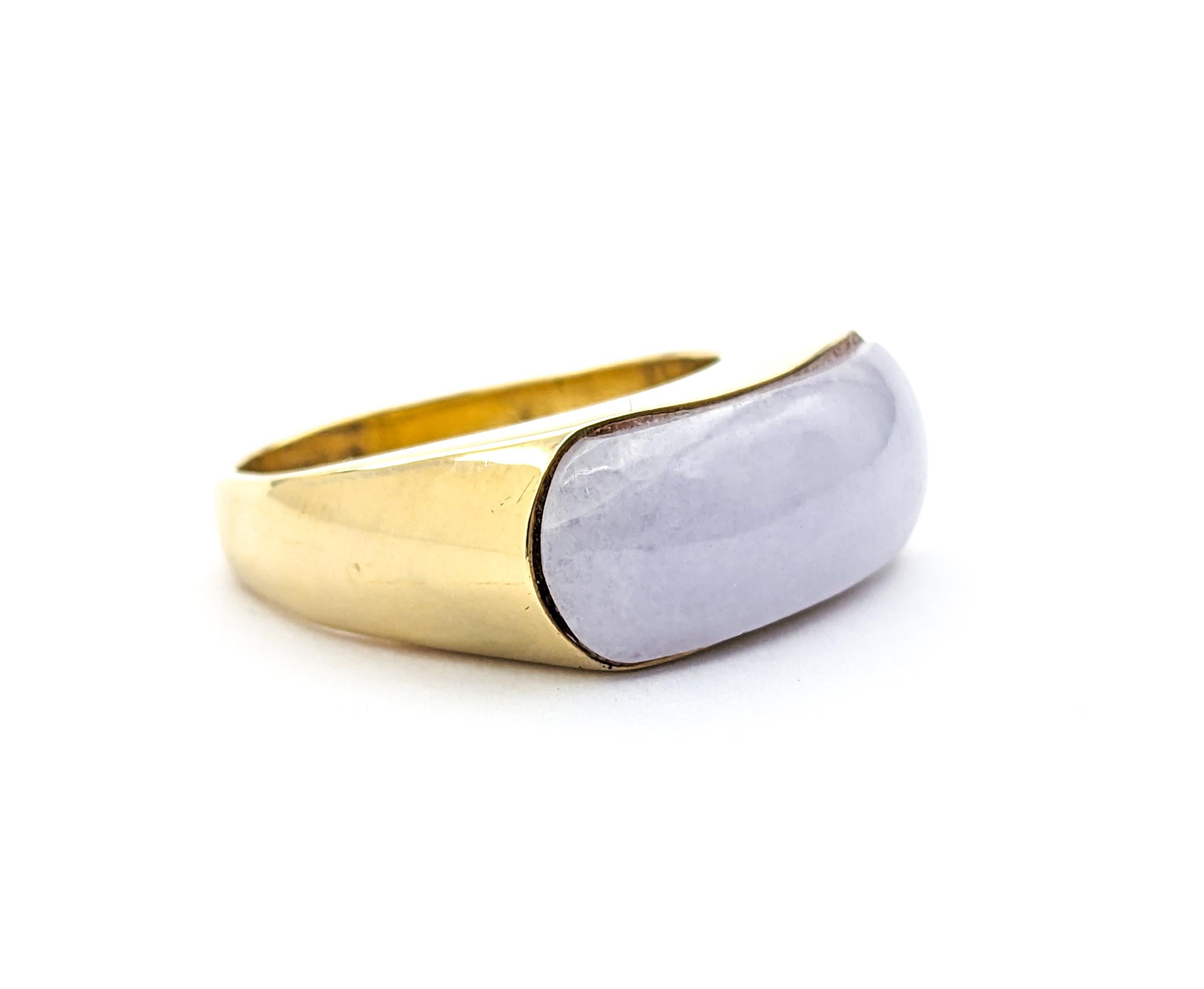Modern Lavender Jade & 14K Gold Ring For Sale 1