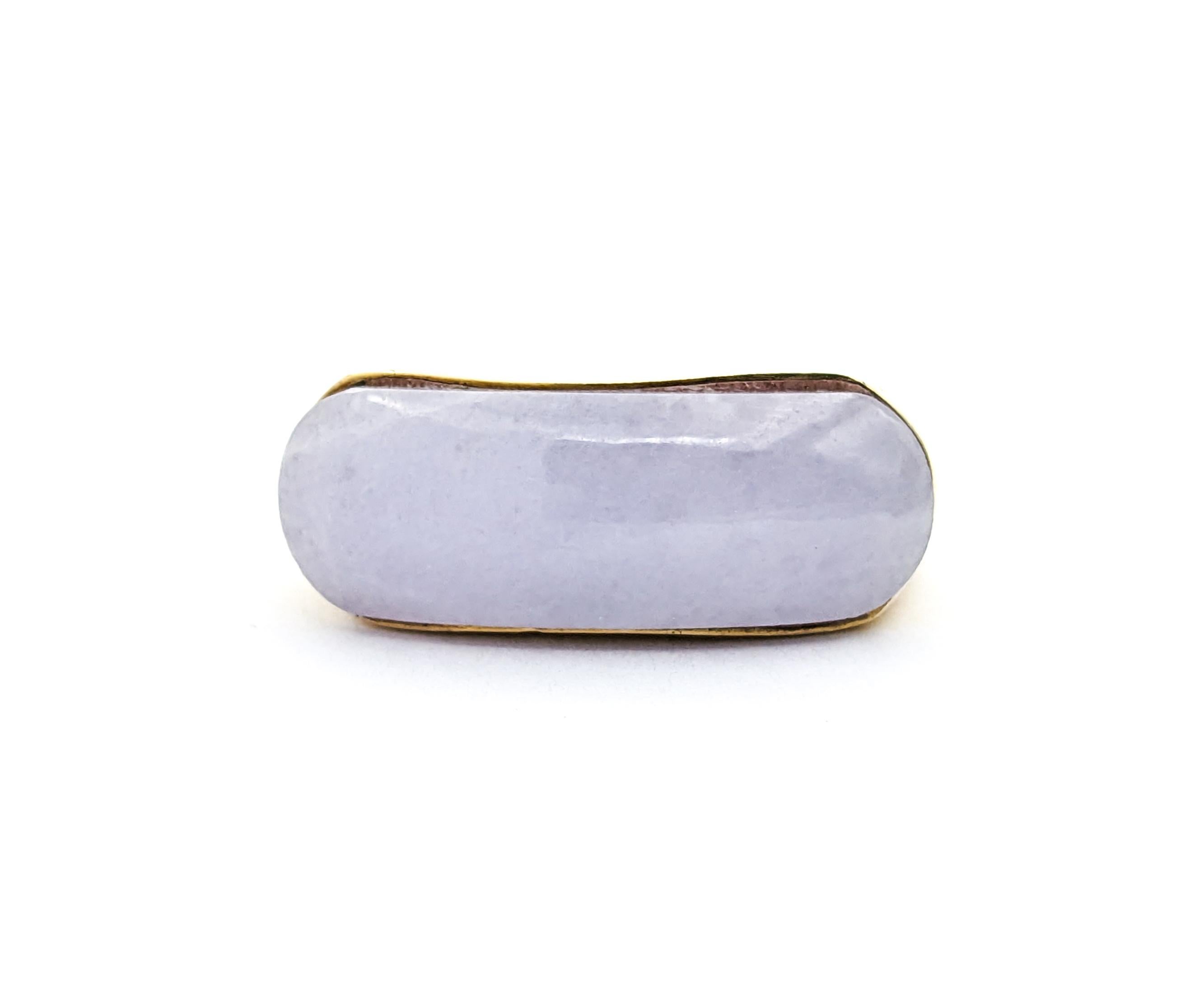 Modern Lavender Jade & 14K Gold Ring For Sale 2
