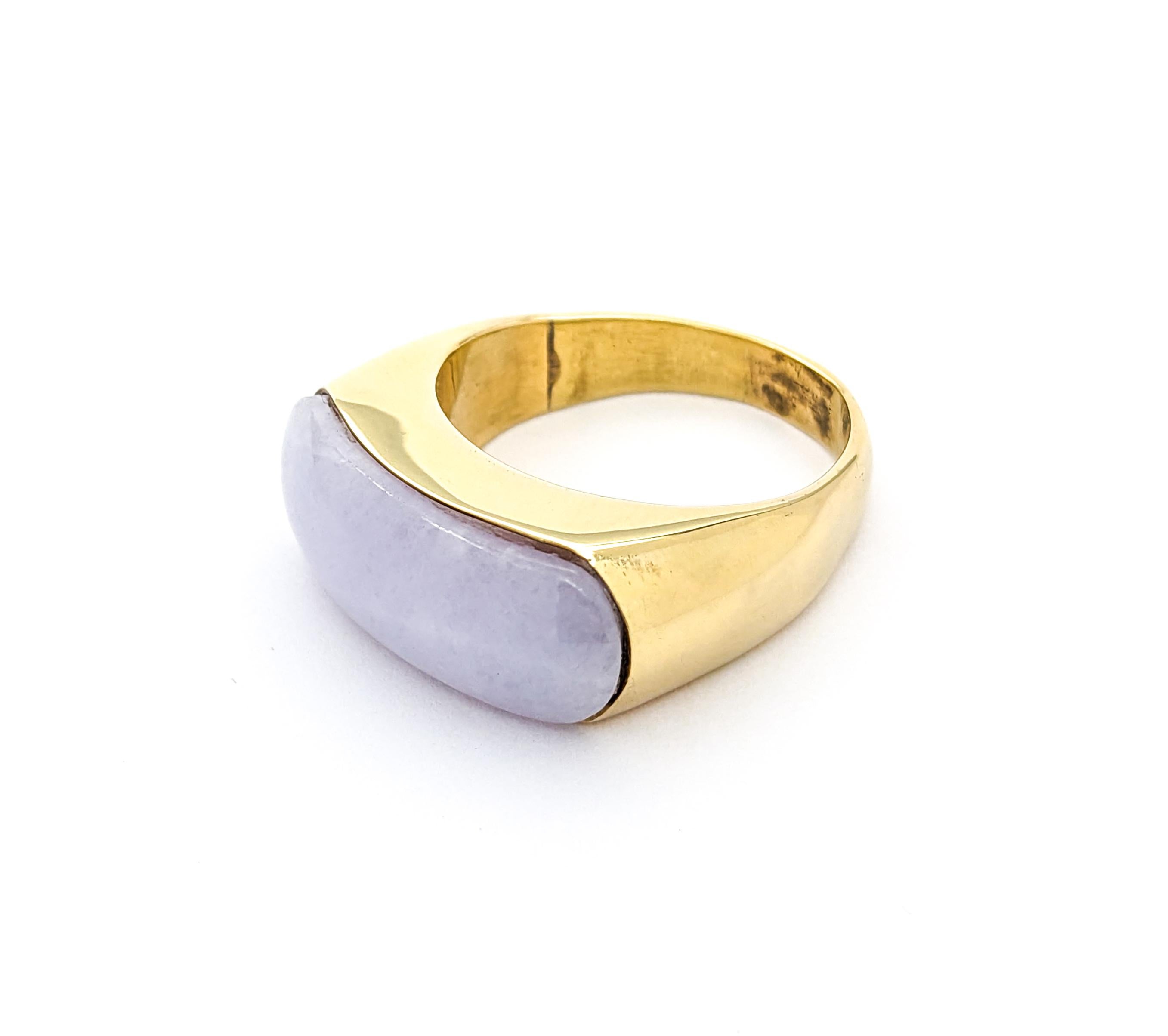 Modern Lavender Jade & 14K Gold Ring For Sale 3