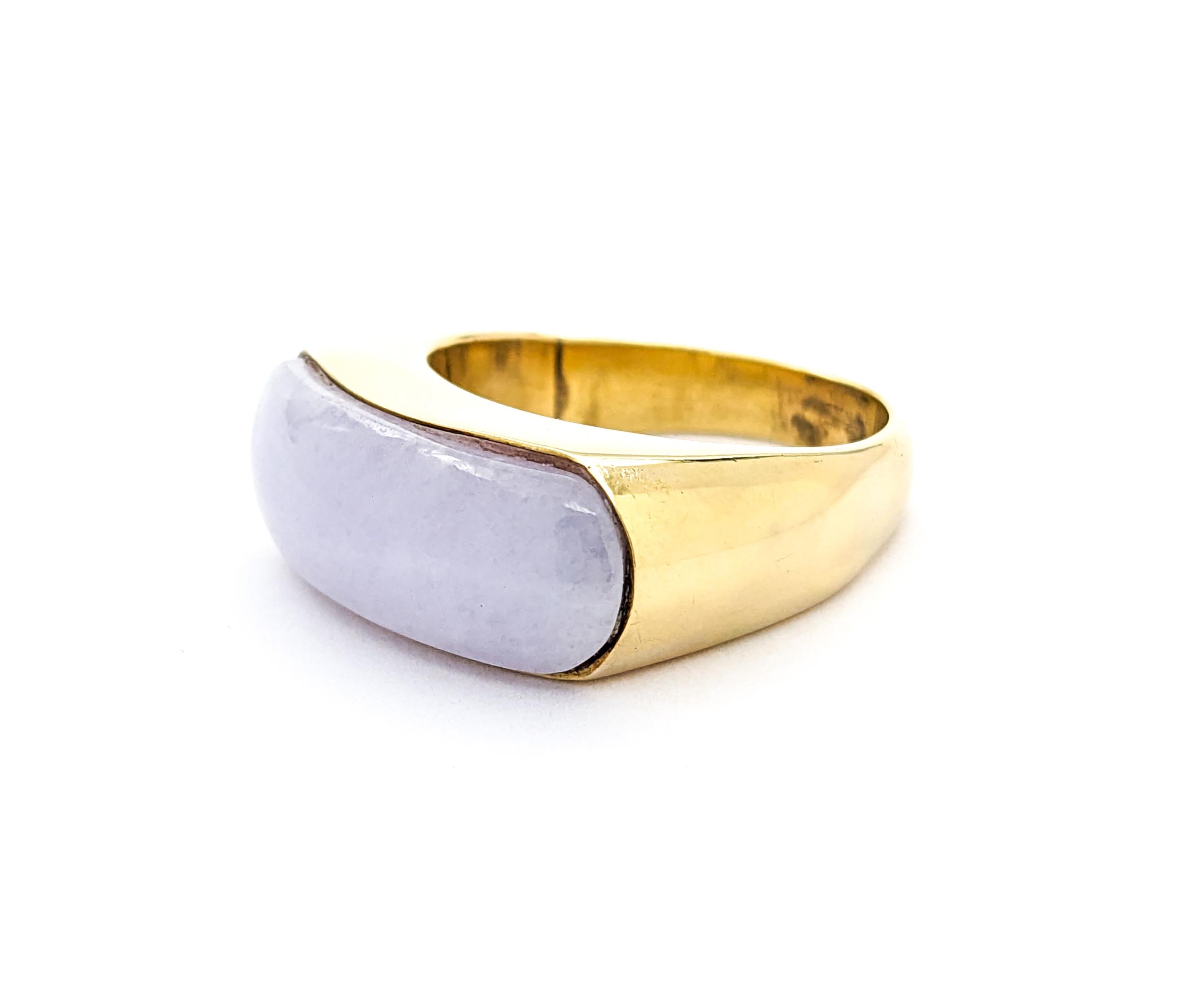 Modern Lavender Jade & 14K Gold Ring For Sale 4