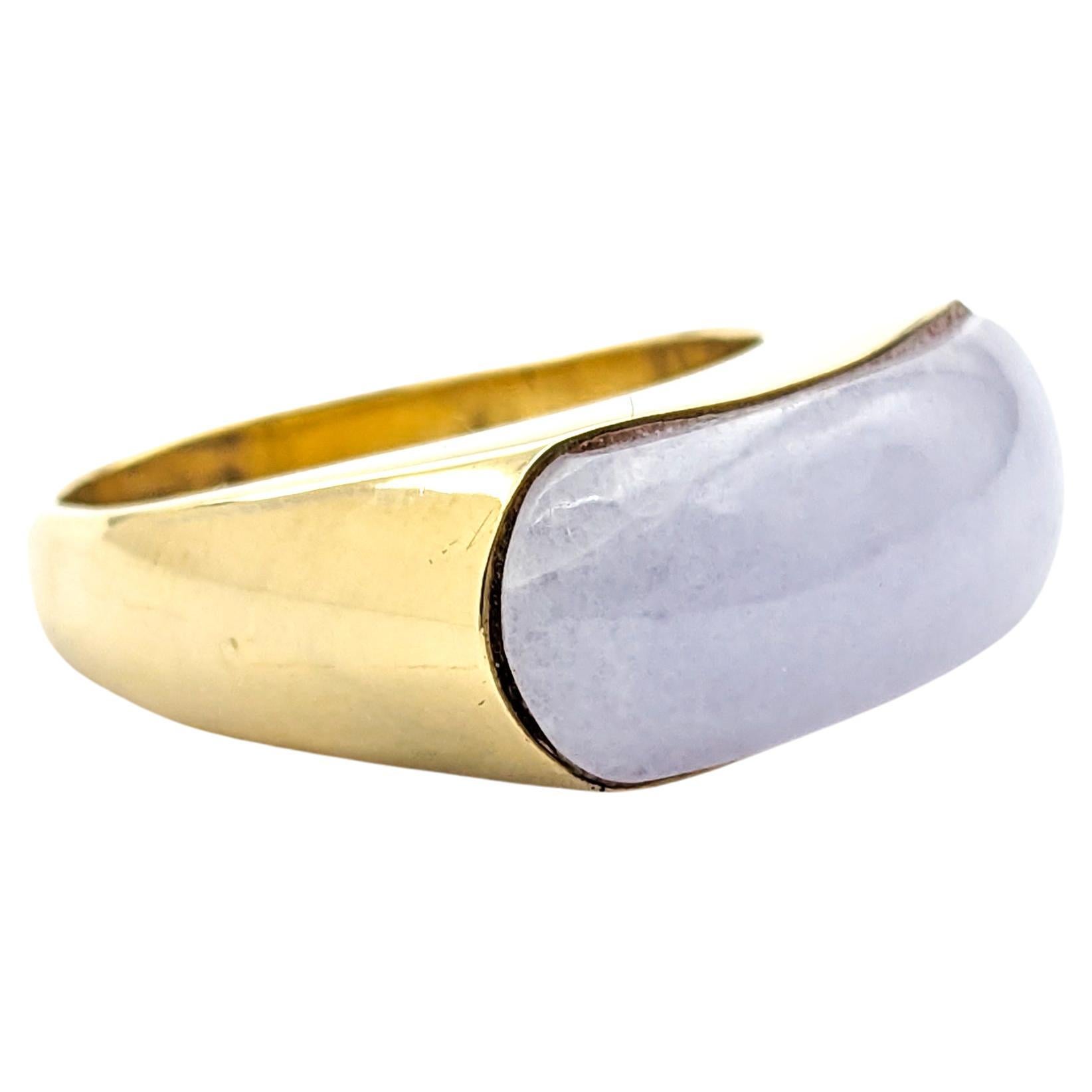 Modern Lavender Jade & 14K Gold Ring For Sale