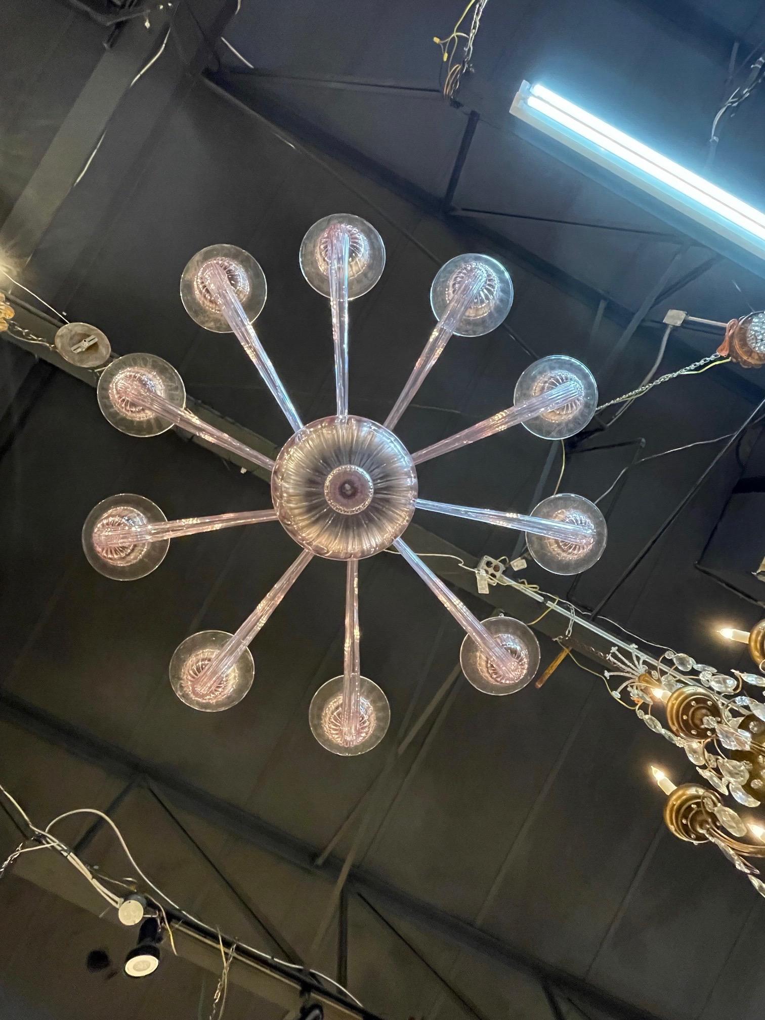 Lampadario moderno a 10 bracci in vetro di Murano color lavanda in vendita 2