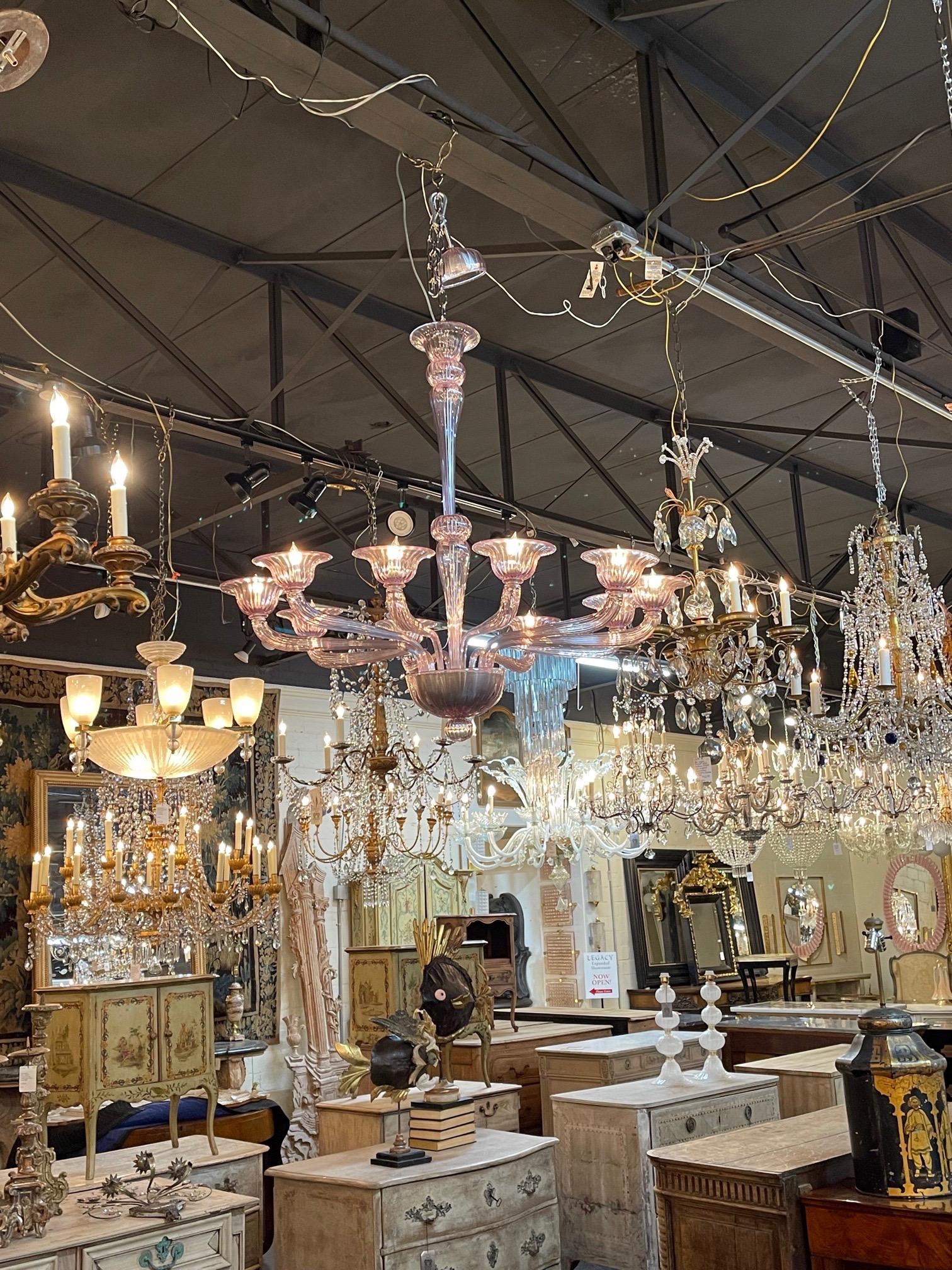 Lampadario moderno a 10 bracci in vetro di Murano color lavanda in vendita 3