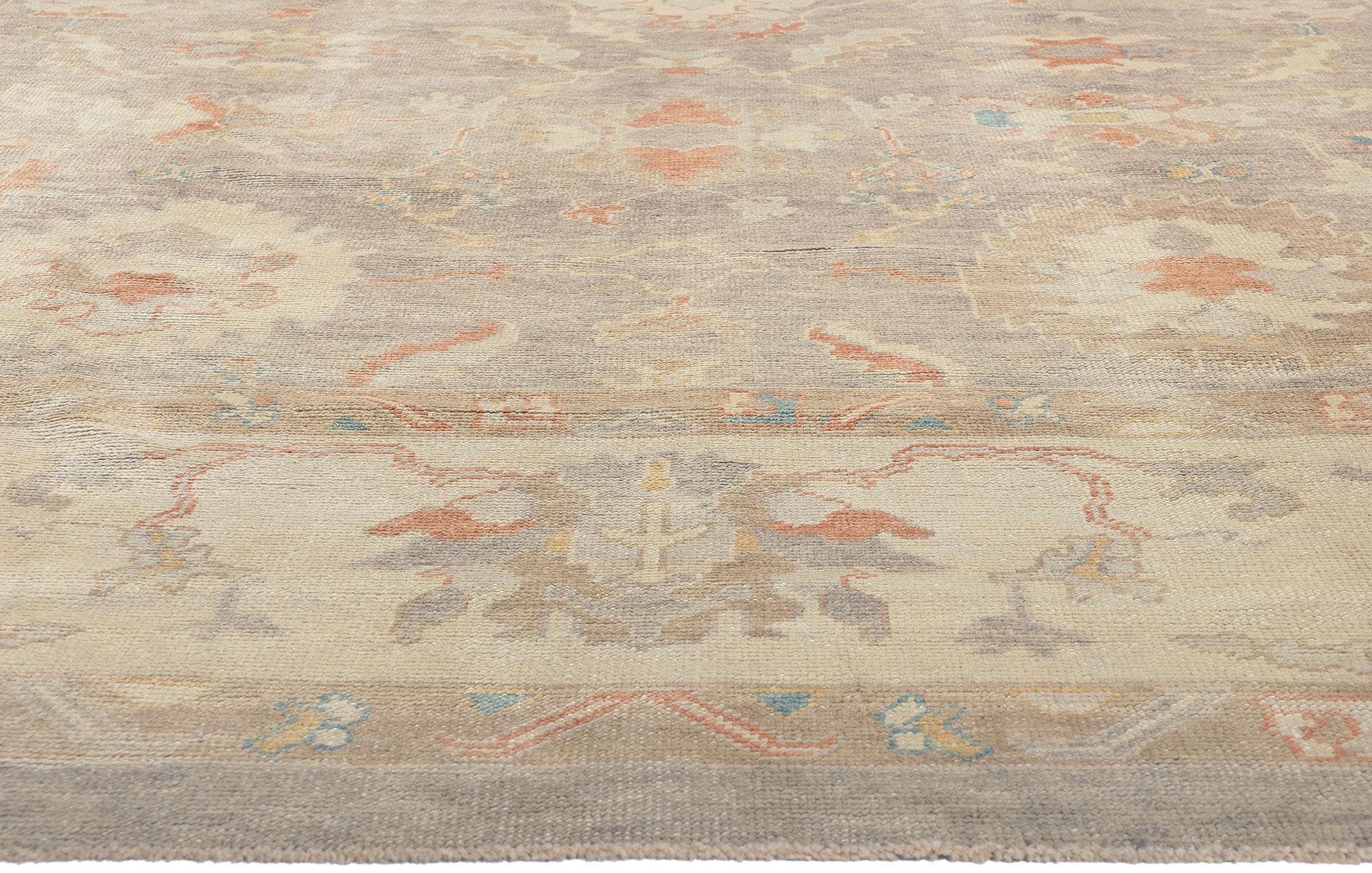 Modern Lavender Oushak Turkish Rug, Subtle Shibui Meets Biophilic Design In New Condition For Sale In Dallas, TX