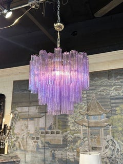Modern Lavender "Tronchi" Murano Glass Tube Form Chandelier