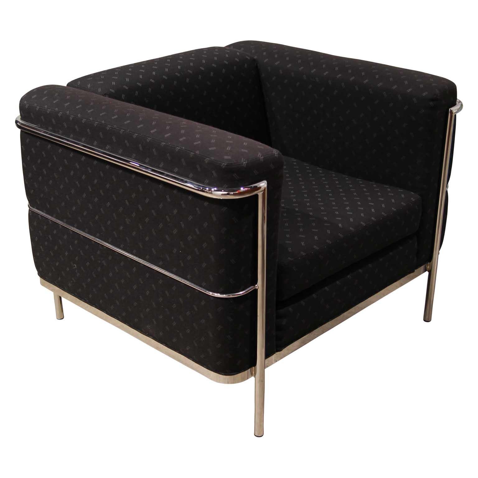Mid-Century Modern Modern Le Corbusier for Jack Cartwright LC3 Style Black and Chrome Armchair