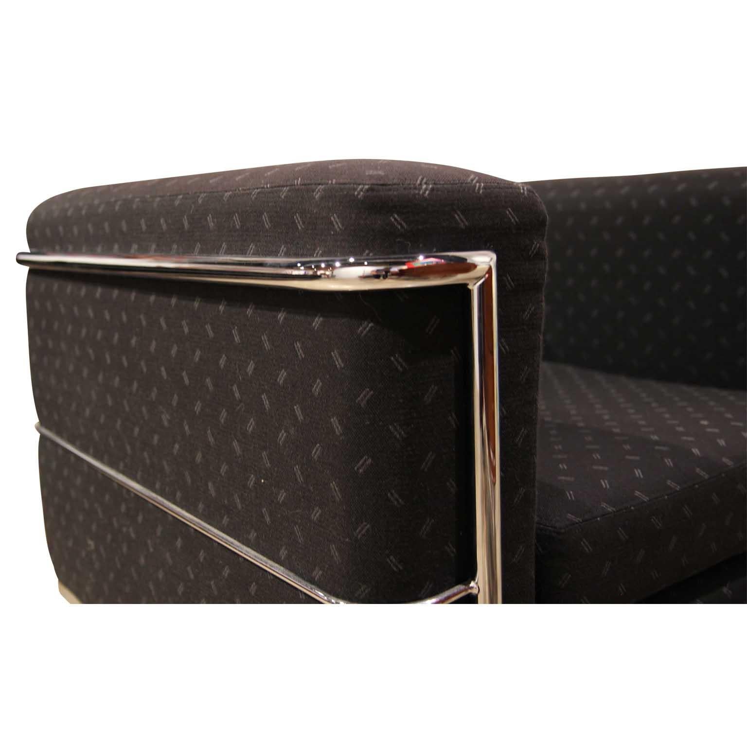 North American Modern Le Corbusier for Jack Cartwright LC3 Style Black and Chrome Armchair
