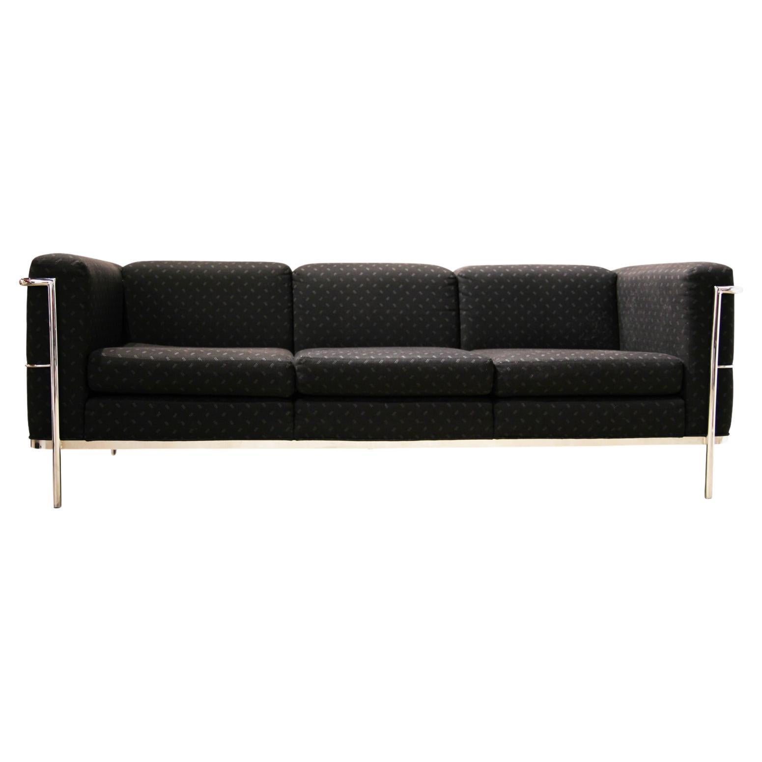 Modern Le Corbusier forJack Cartwright LC3 Style Black and Chrome Sofa