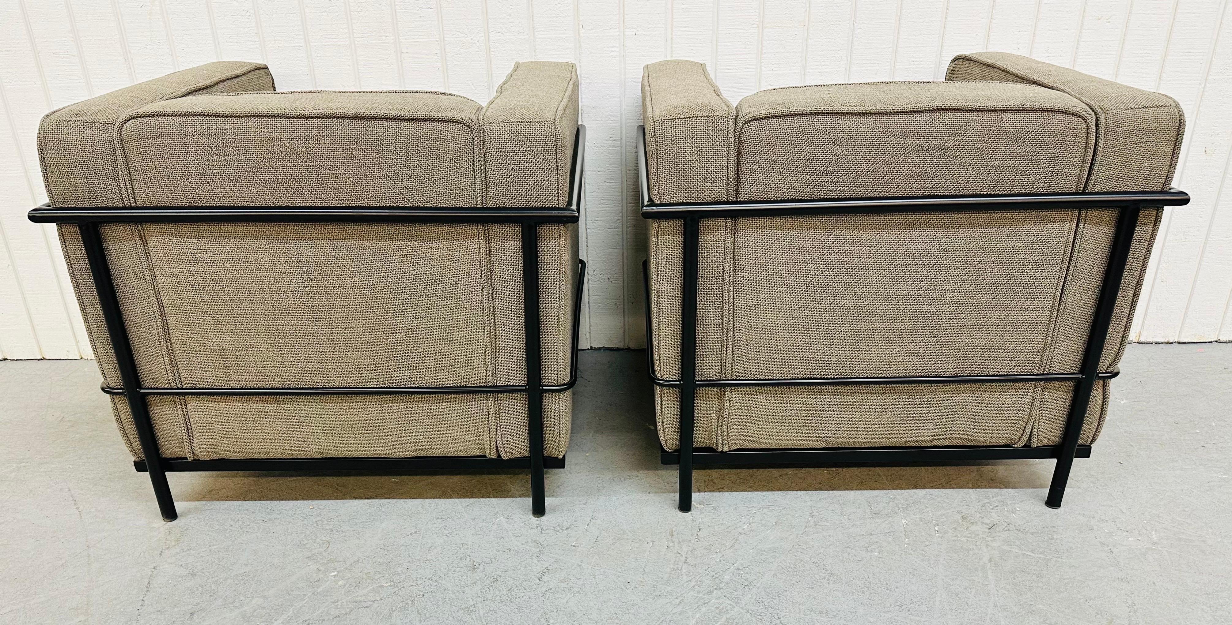 Upholstery Modern Le Corbusier Style Club Chairs, Set of 2 For Sale