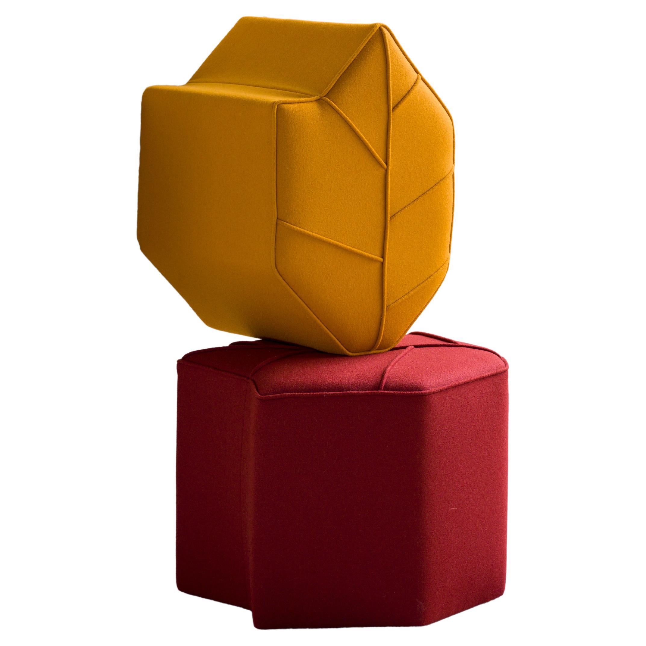 Modern Leaf Seat Ottoman by design by nico, upholstered in Kvadrat  Wool fabric
