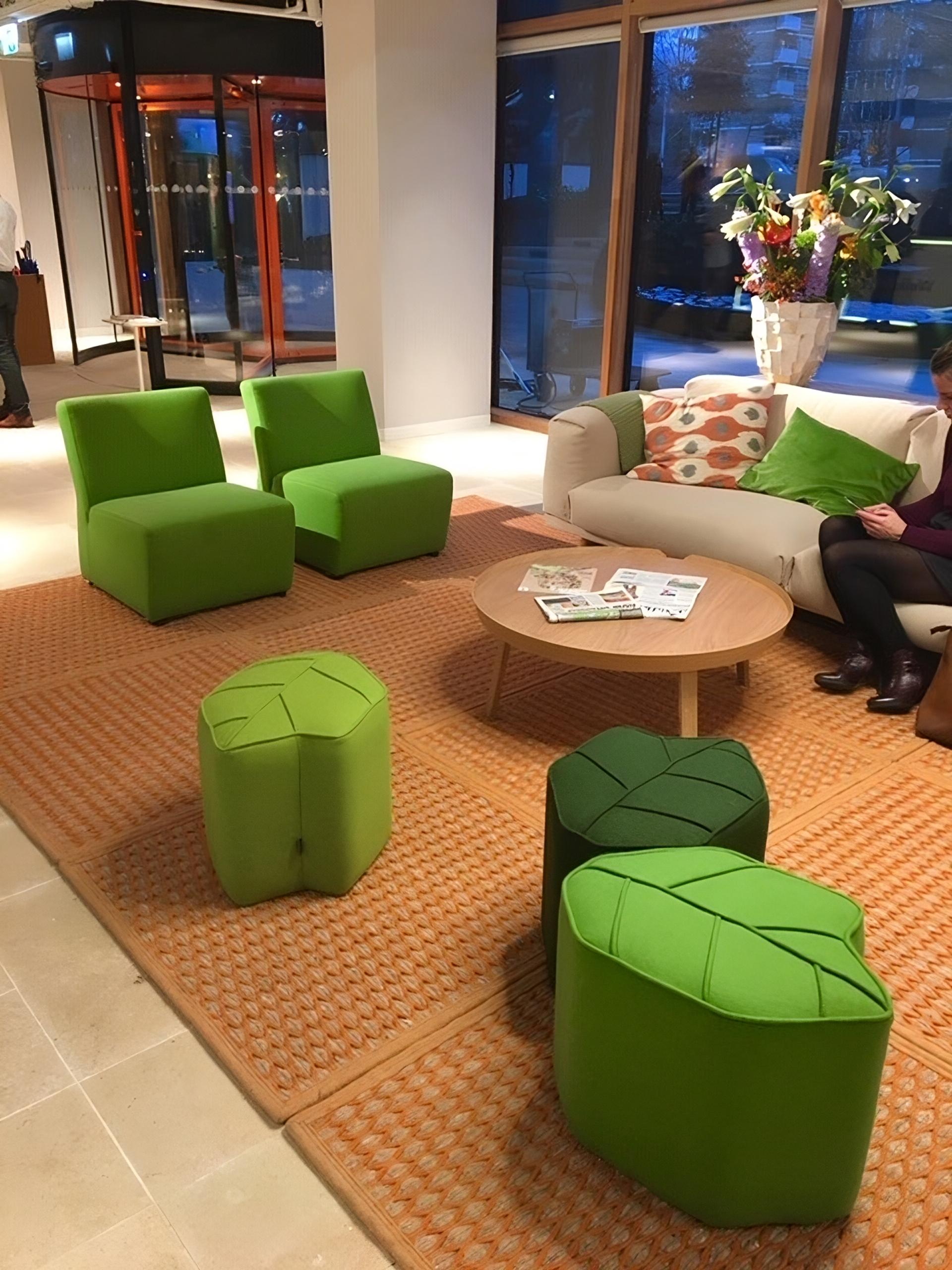 Pouf Leaf Seat Ottoman by design by nico, upholstered in Kvadrat  Wool fabric For Sale 4
