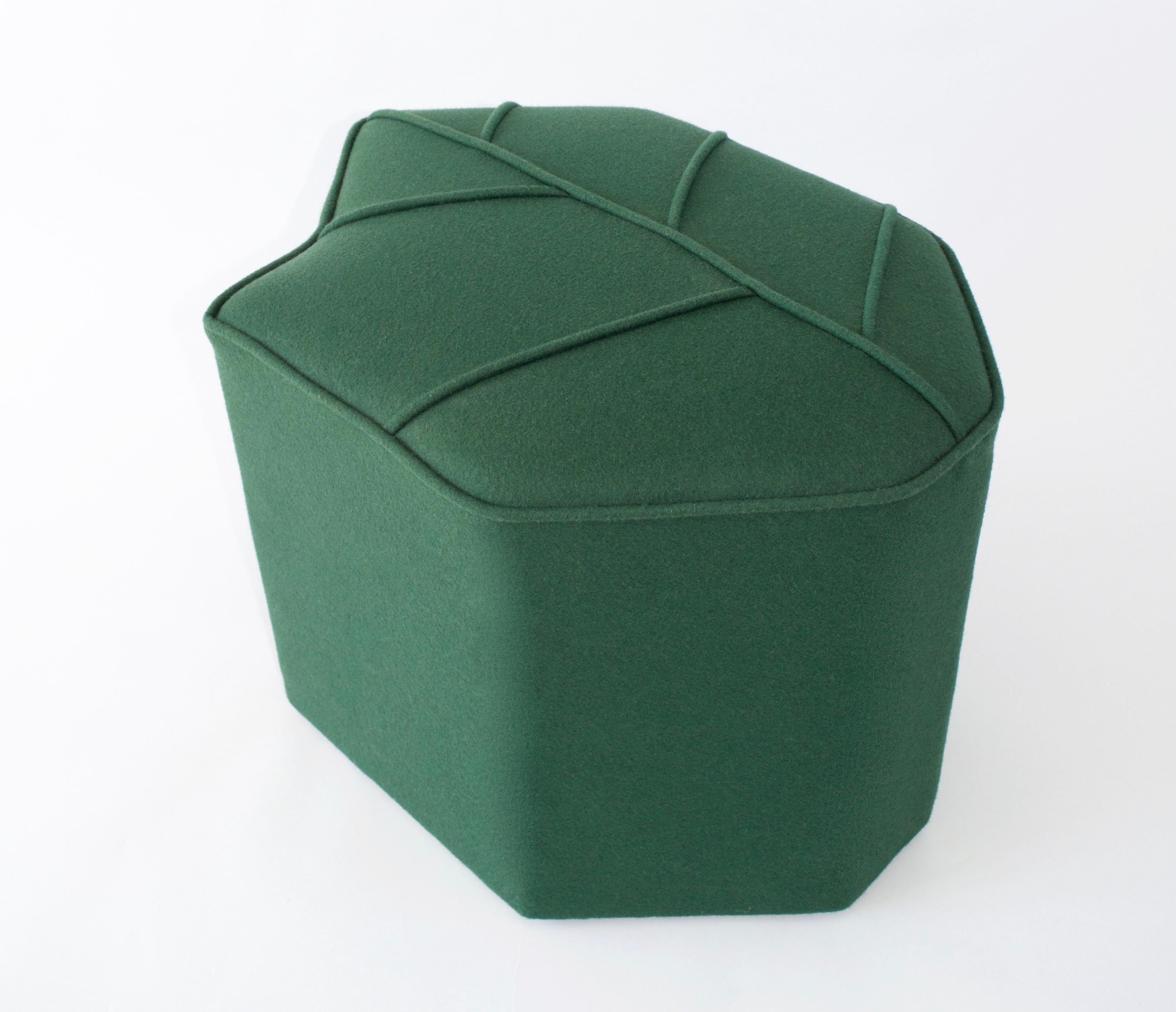 Pouf Leaf Seat Ottoman by design by nico, upholstered in Kvadrat  Wool fabric For Sale 5