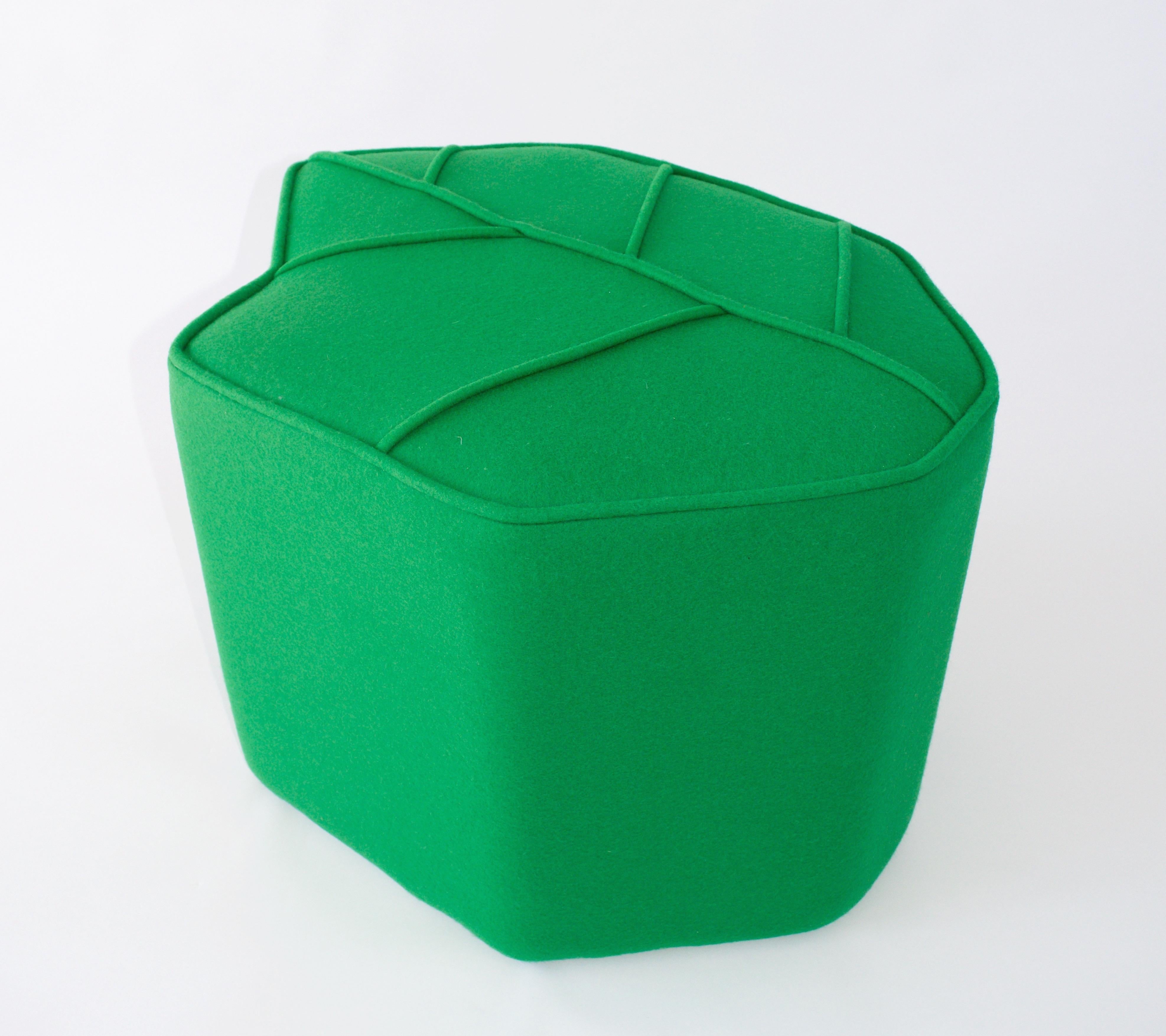 Pouf Leaf Seat Ottoman by design by nico, upholstered in Kvadrat  Wool fabric For Sale 6