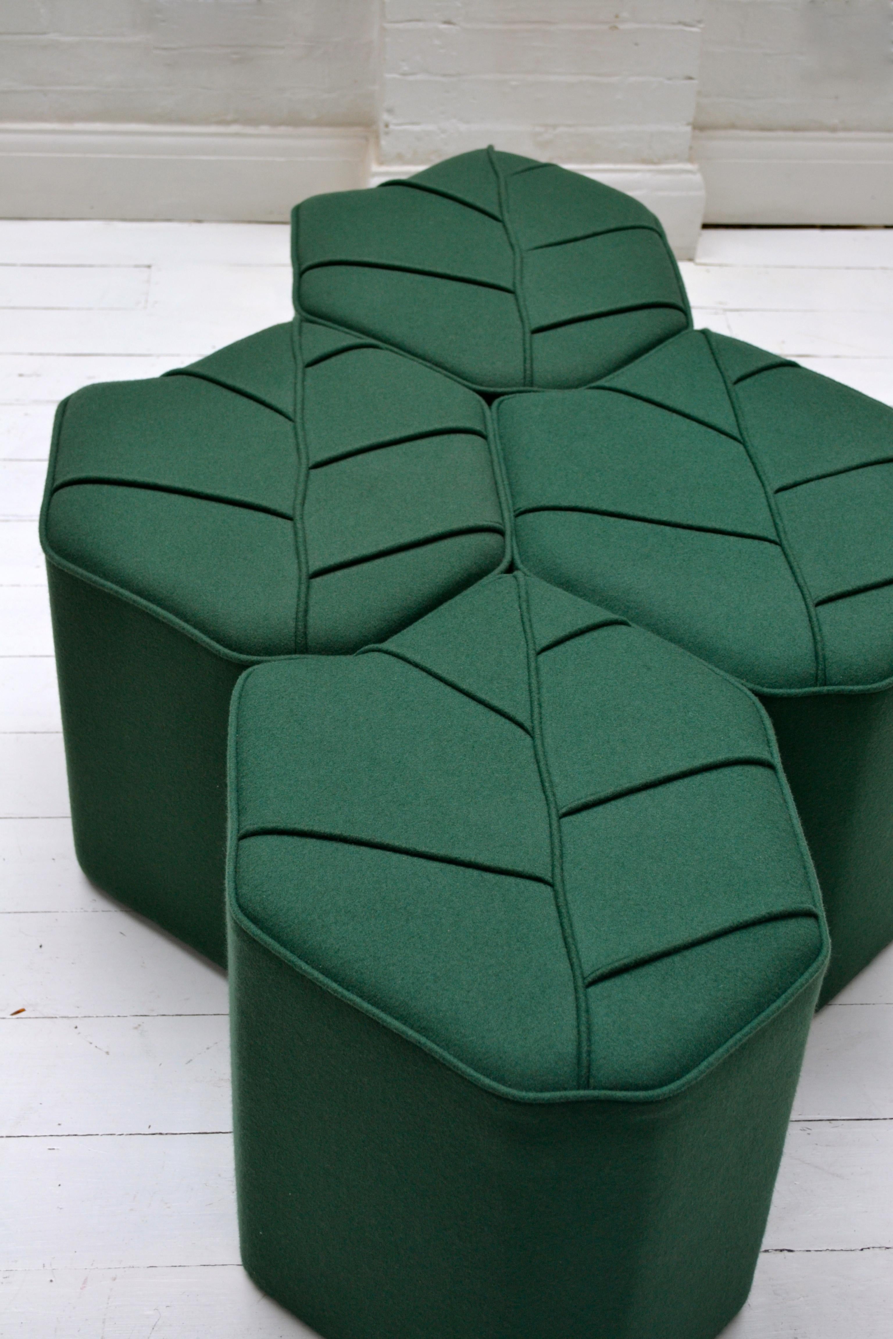 Pouf Leaf Seat Ottoman by design by nico, upholstered in Kvadrat  Wool fabric For Sale 7