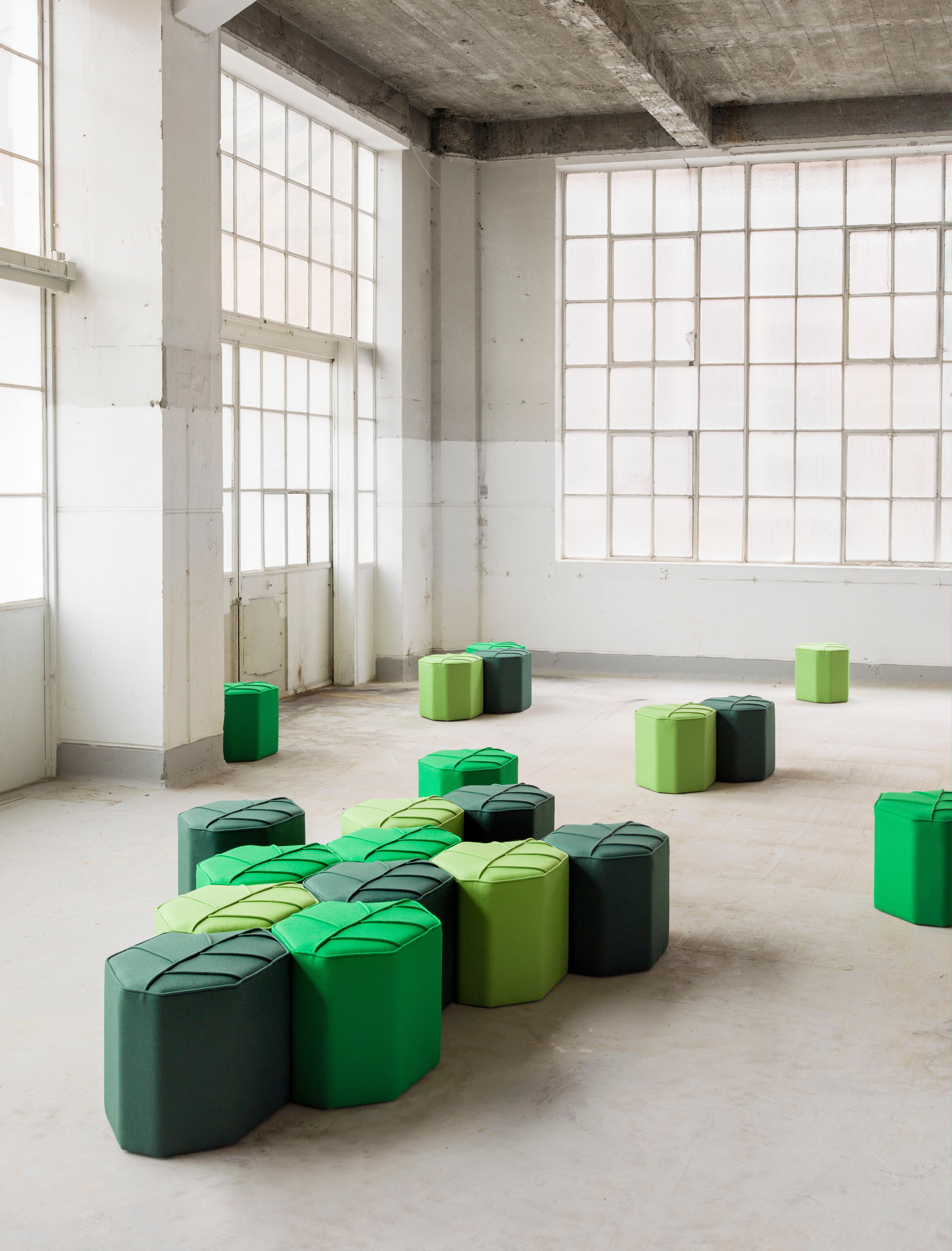 Dutch Pouf Leaf Seat Ottoman by design by nico, upholstered in Kvadrat  Wool fabric For Sale