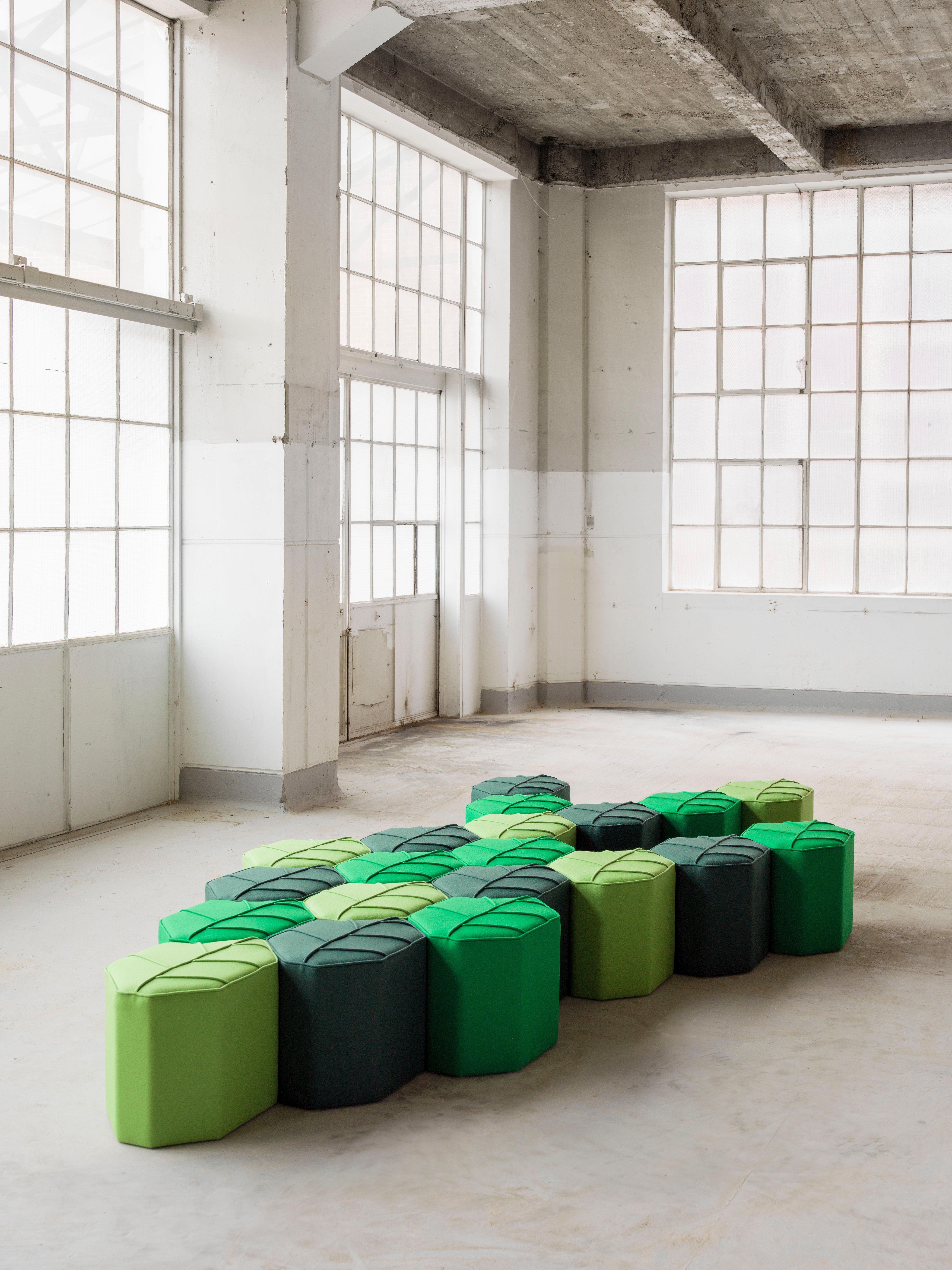 Hand-Crafted Pouf Leaf Seat Ottoman by design by nico, upholstered in Kvadrat  Wool fabric For Sale