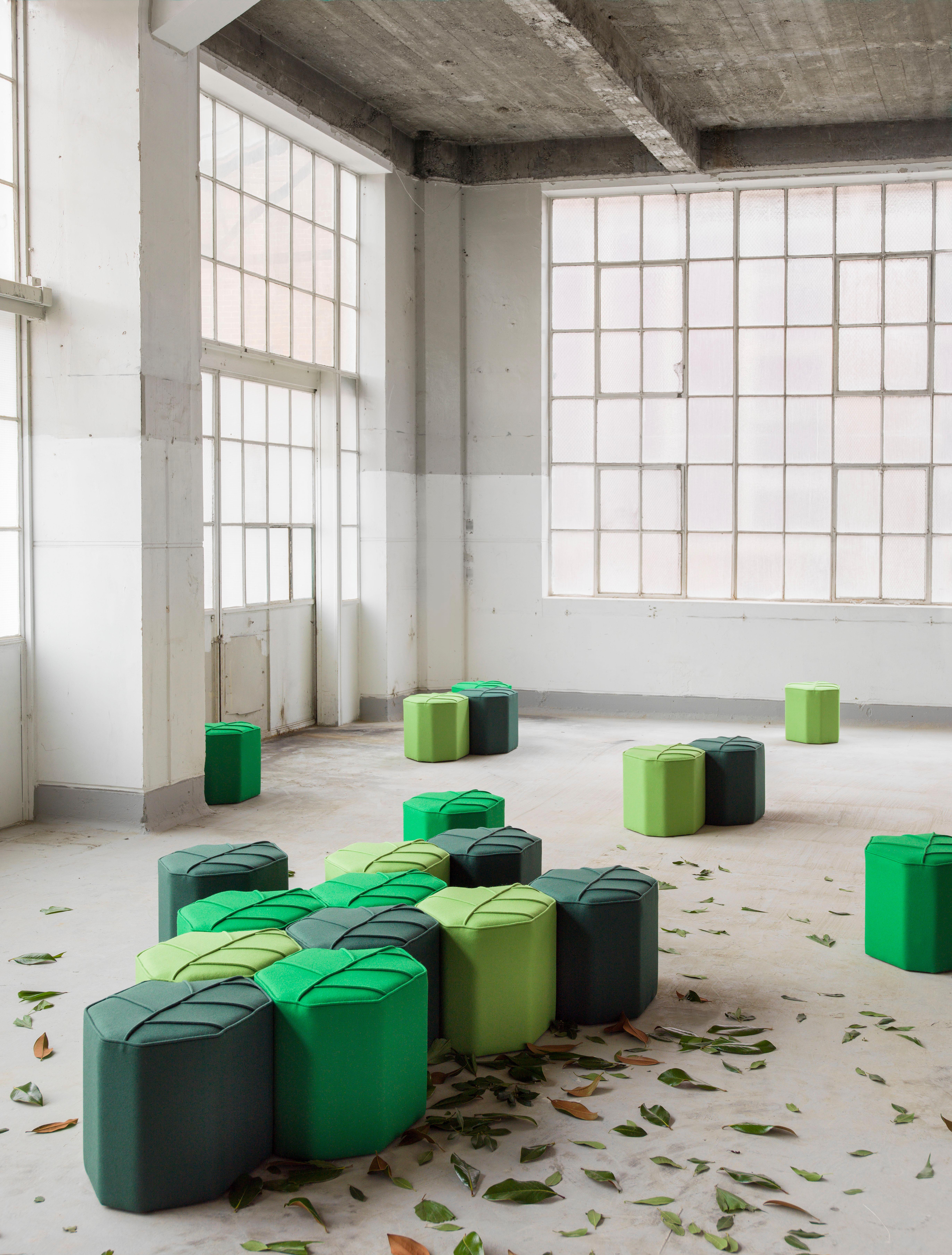 Pouf Leaf Seat Ottoman by design by nico, upholstered in Kvadrat  Wool fabric In New Condition For Sale In HEEMSTEDE, NL