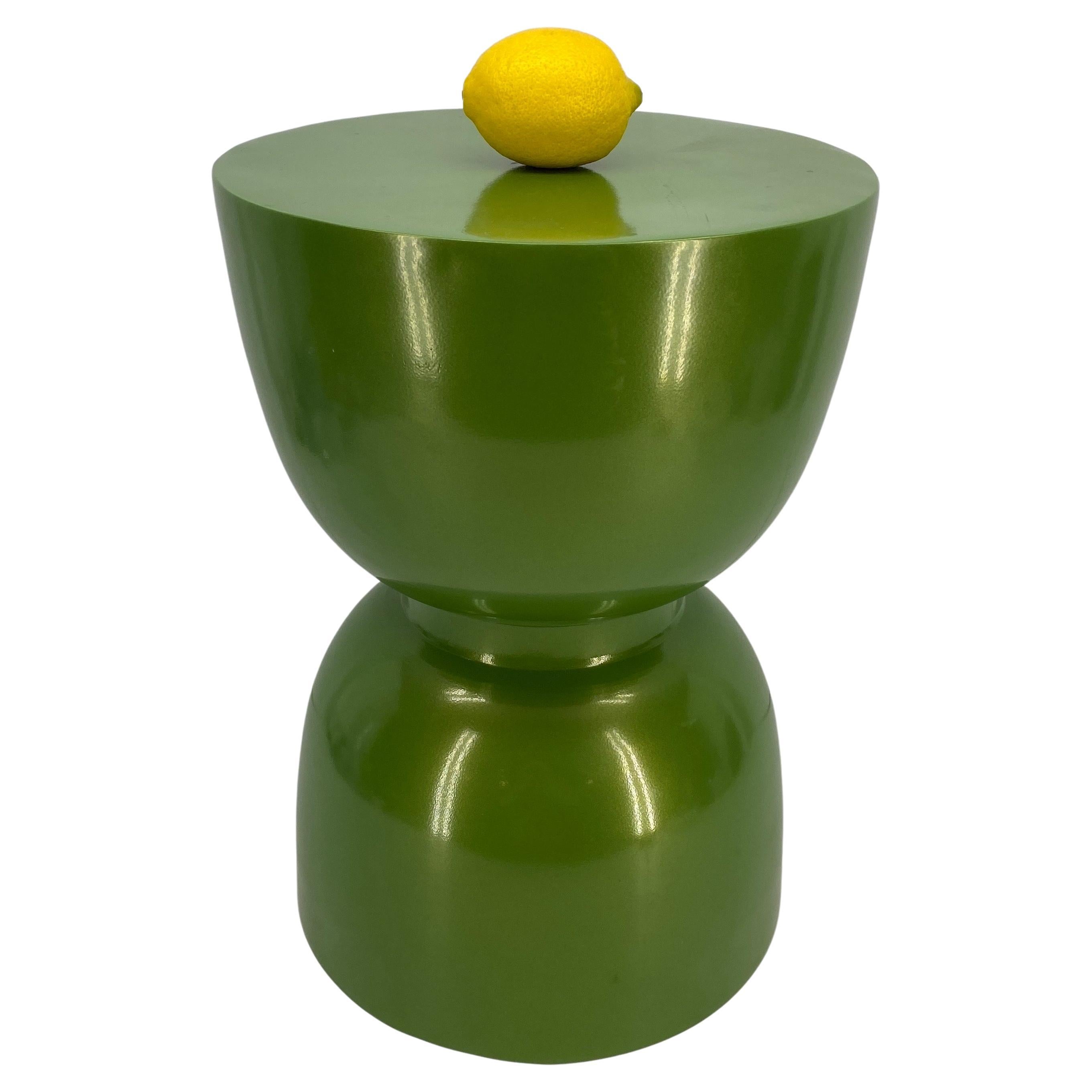 Late 20th Century Modern Leafy Green Powder-Coated Sculptural Pedestal Side Table