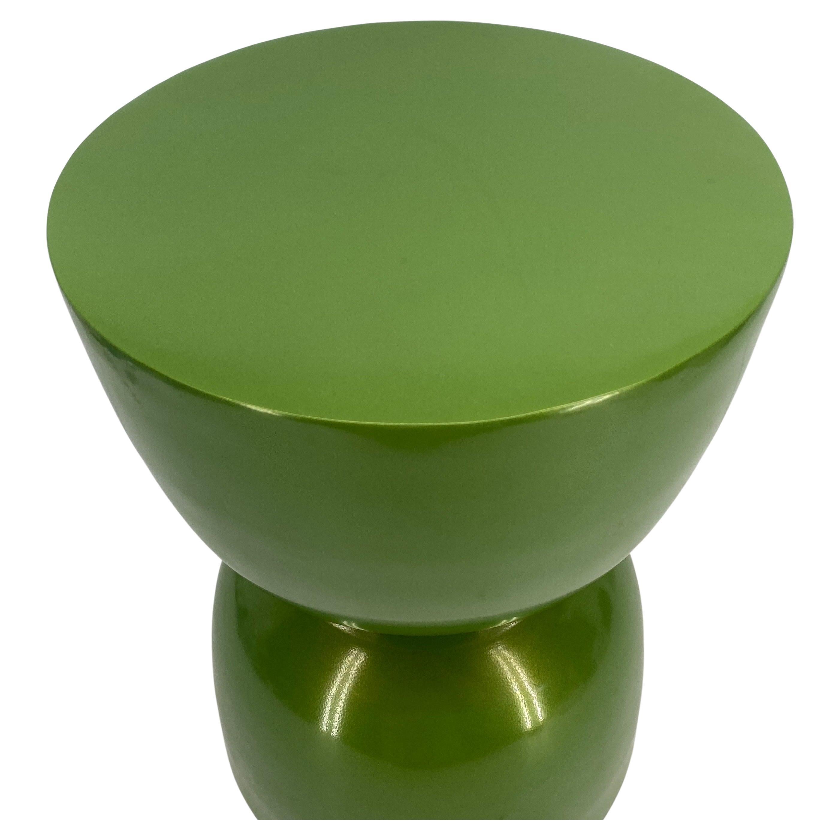 Modern Leafy Green Powder-Coated Sculptural Pedestal Side Table 1