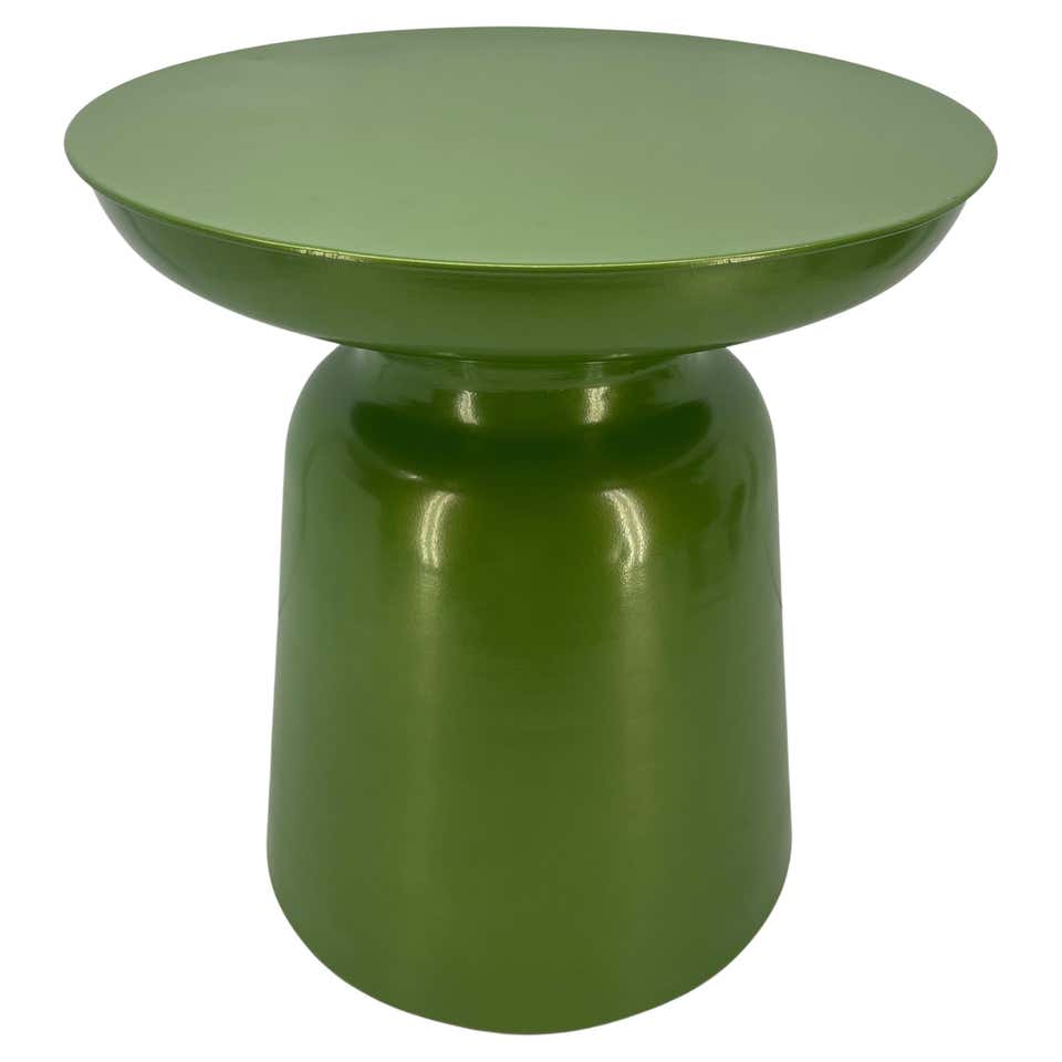 Adult Powder Table Modern Leafy Green Powder-Coated Sculptural Pedestal Side Table For ...