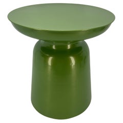 Modern Leafy Green Powder-Coated Sculptural Pedestal Side Table