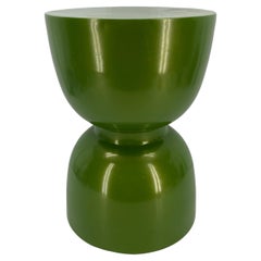 Modern Leafy Green Powder-Coated Sculptural Pedestal Side Table