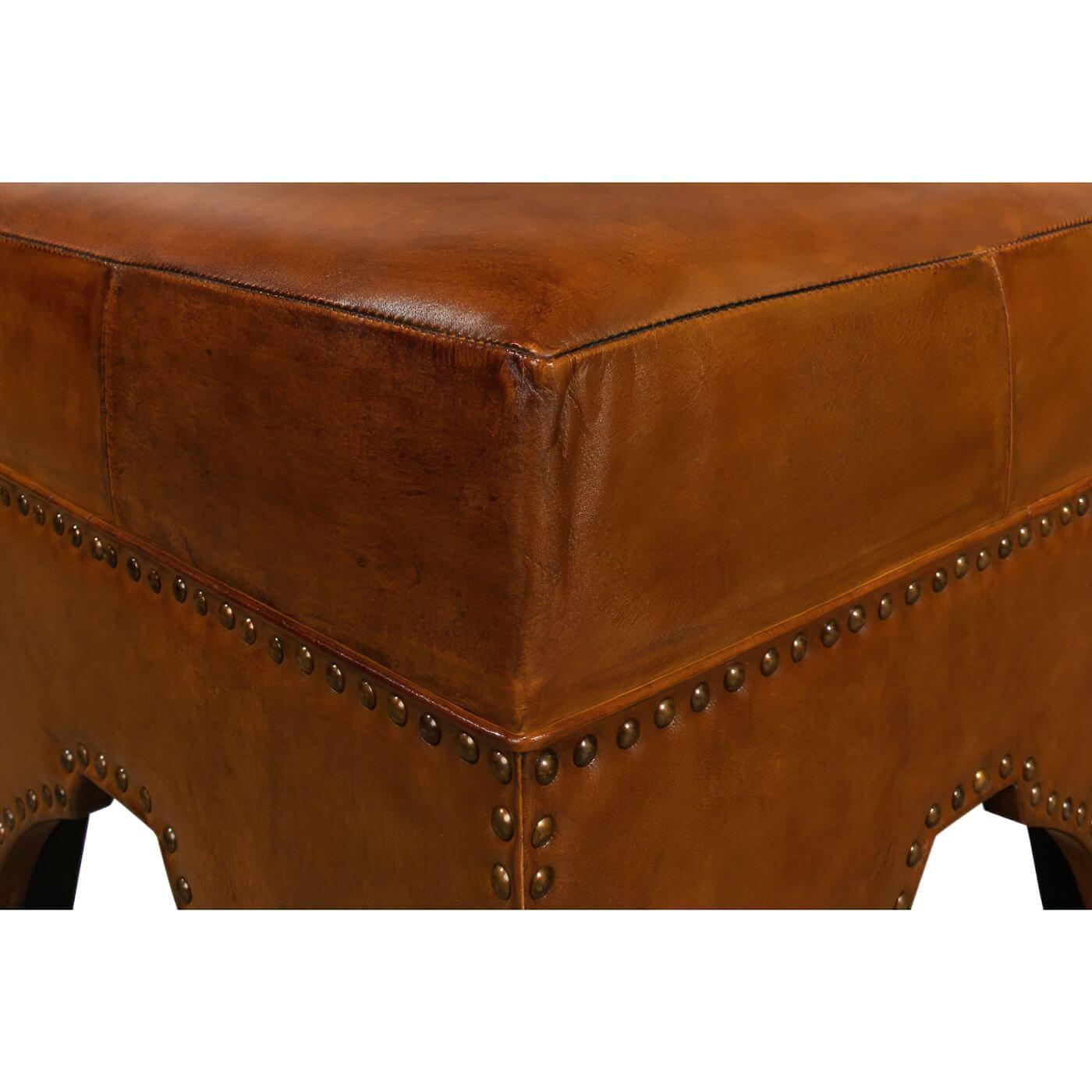 Modern Leather Arch Base Ottoman In New Condition For Sale In Westwood, NJ