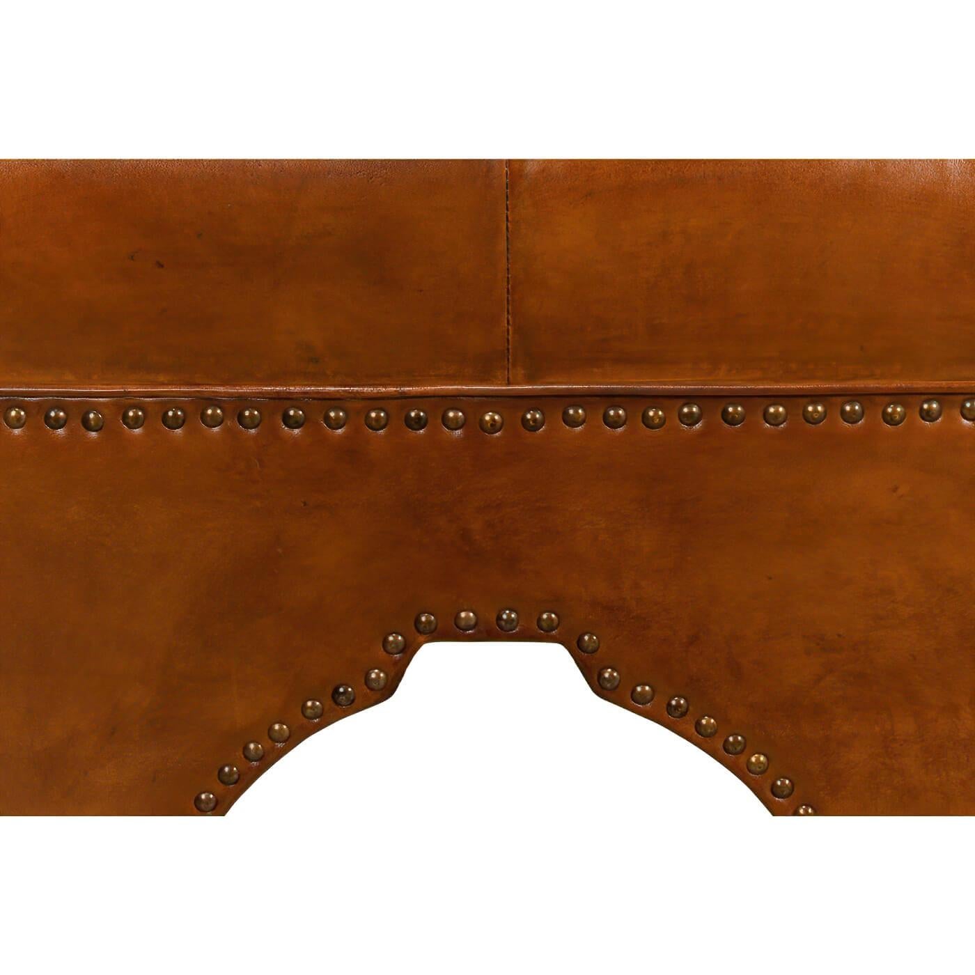Modern Leather Arch Base Ottoman For Sale 2