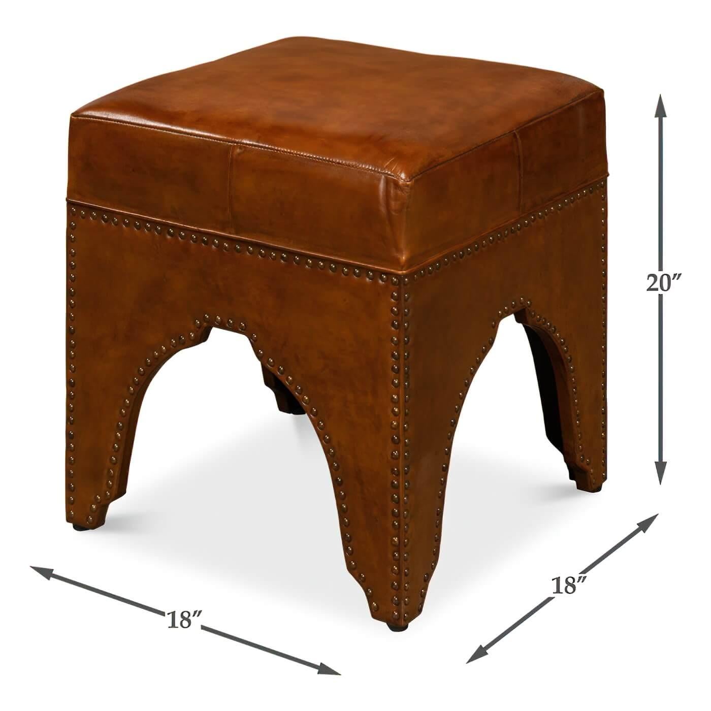 Modern Leather Arch Base Ottoman For Sale 4