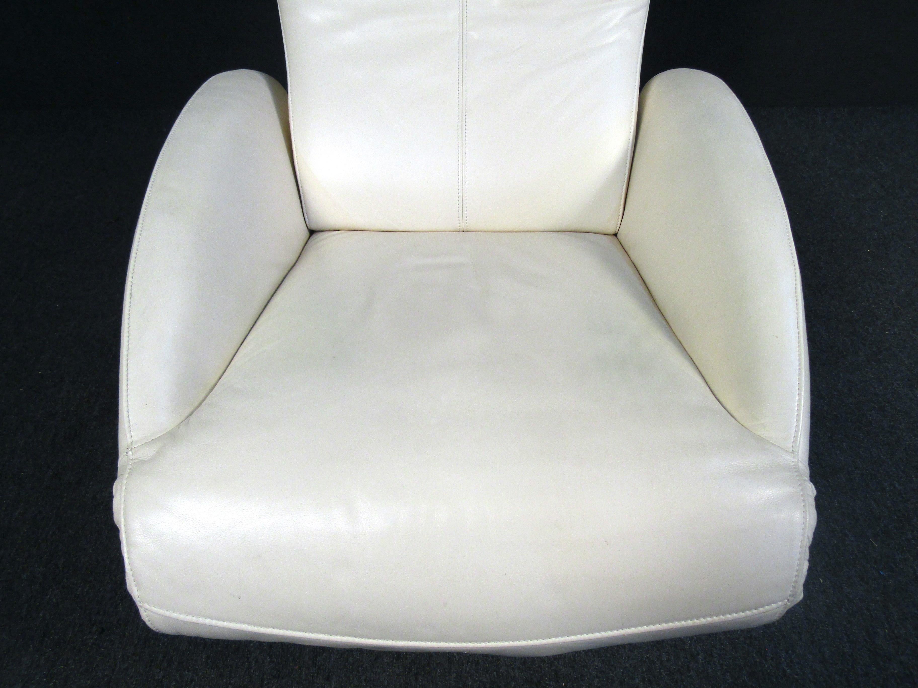 Modern Leather Armchair by FSM For Sale 4