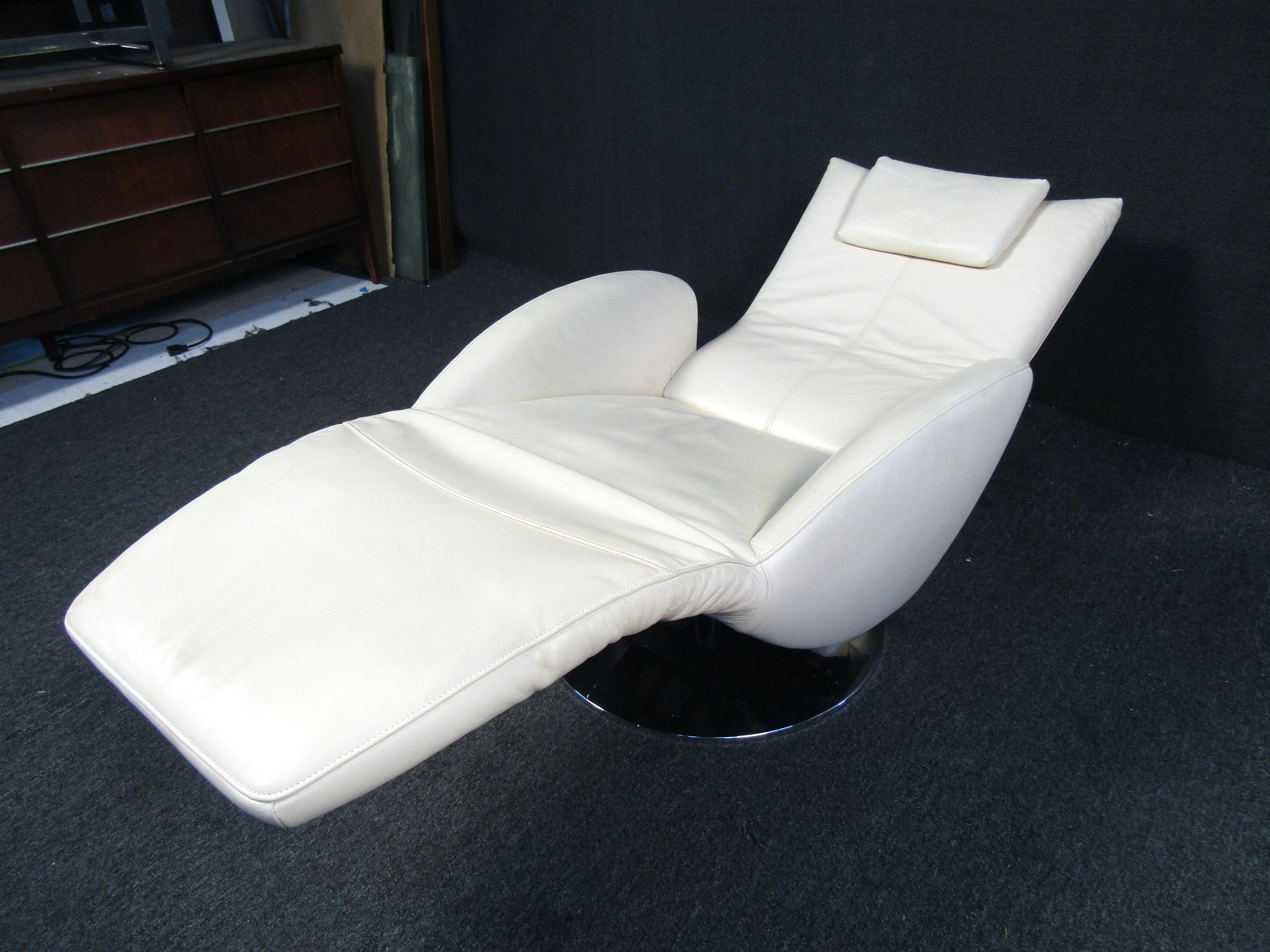 Contemporary Modern Leather Armchair by FSM For Sale