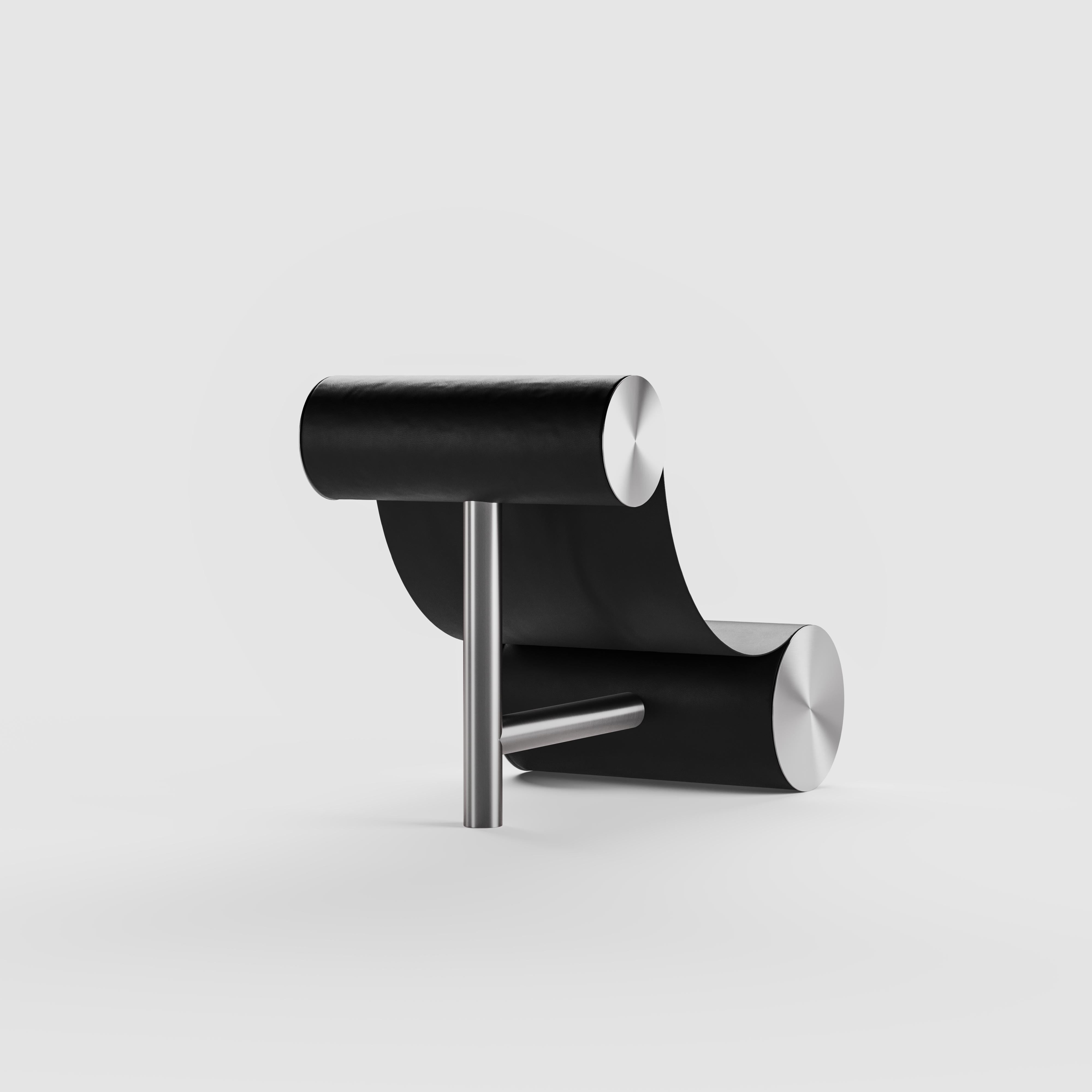 Mid-Century Modern Fauteuil moderne en cuir 'Vero' de Palo Nero en vente