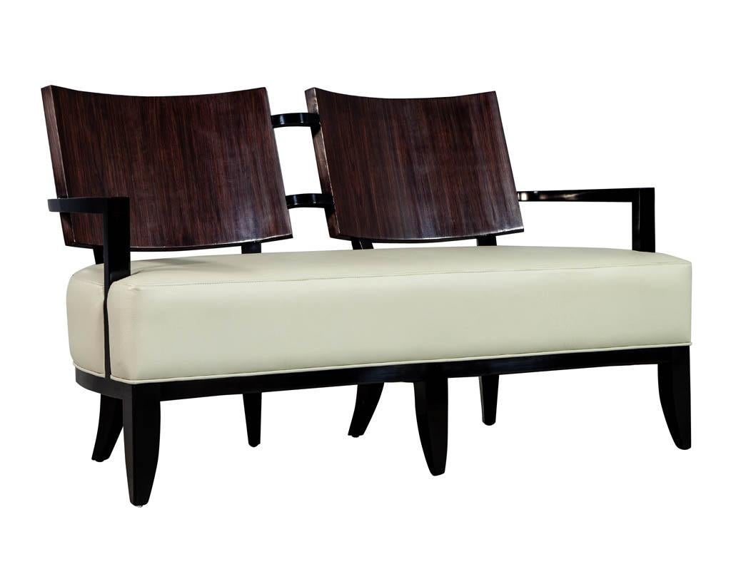 Modern Leather Art Deco Style Settee Sofa Bench 3