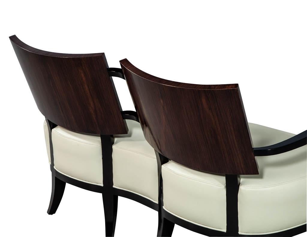 Contemporary Modern Leather Art Deco Style Settee Sofa Bench